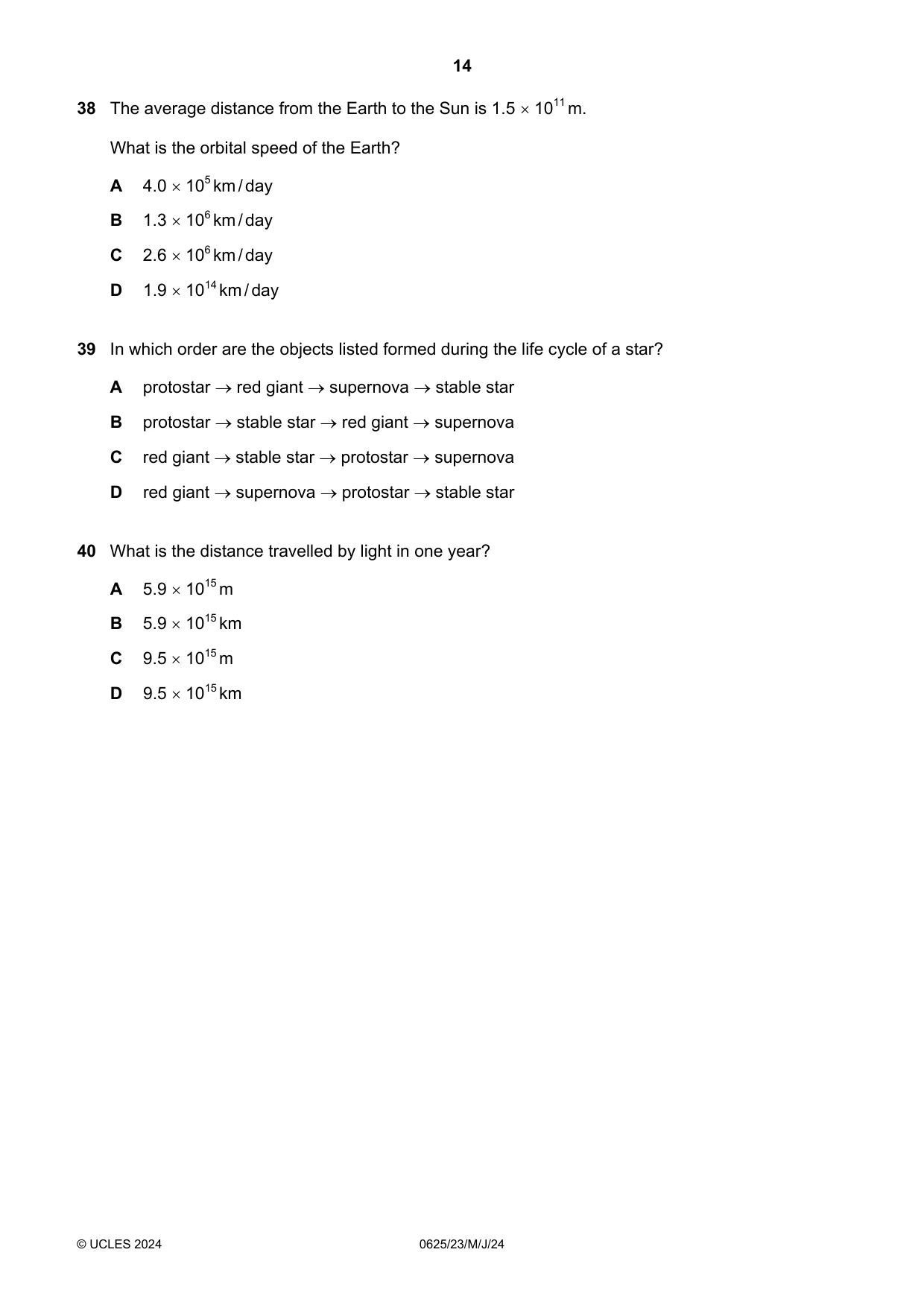 Cambridge IGCSE Physics 0625 2024 May/June Paper 2 · Variant 3 question paper, page 14 of 16