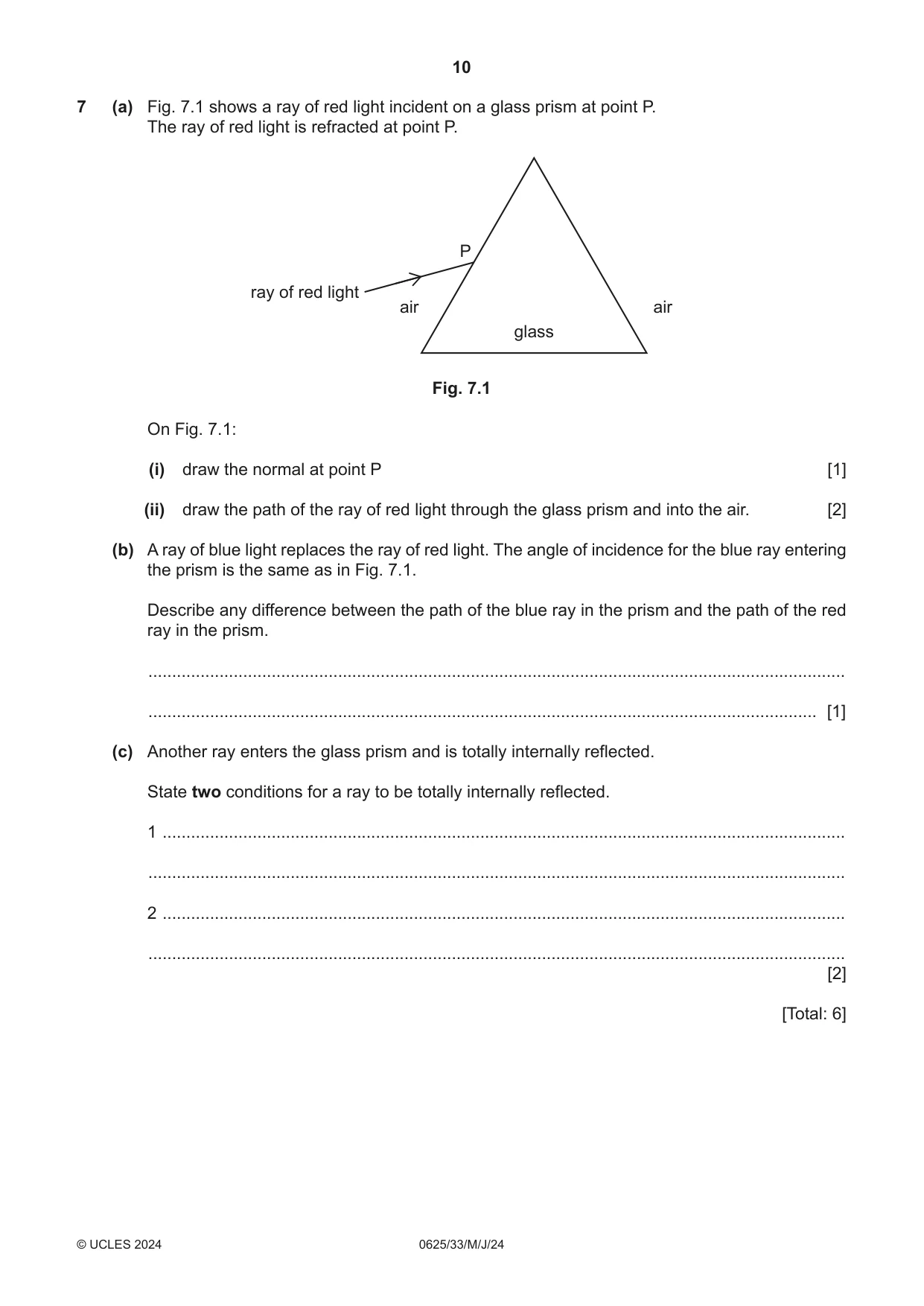 Cambridge IGCSE Physics 0625 2024 May/June Paper 3 · Variant 3 question paper, page 10 of 16