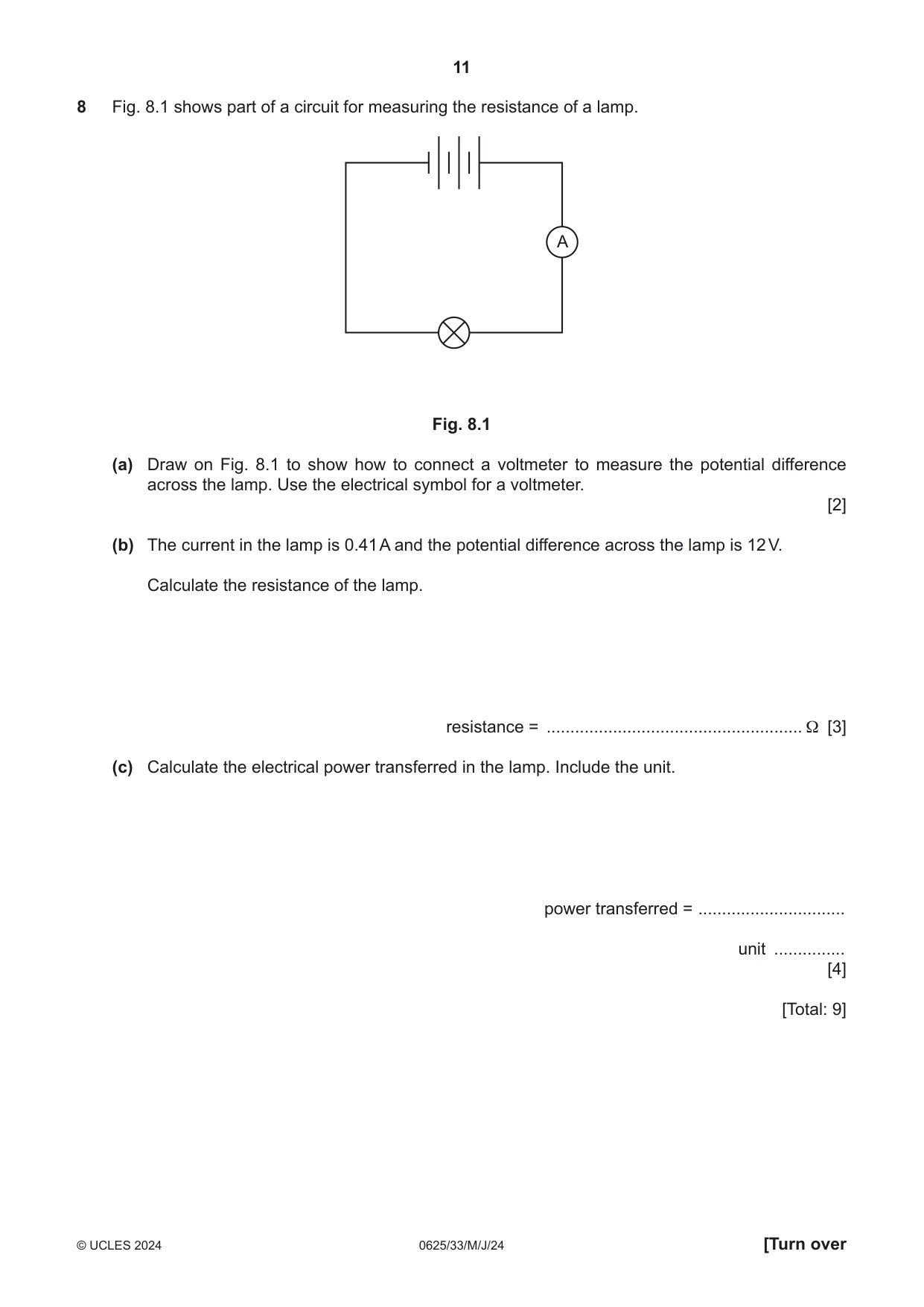 Cambridge IGCSE Physics 0625 2024 May/June Paper 3 · Variant 3 question paper, page 11 of 16