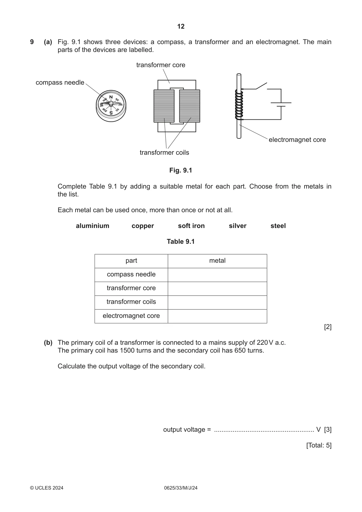 Cambridge IGCSE Physics 0625 2024 May/June Paper 3 · Variant 3 question paper, page 12 of 16