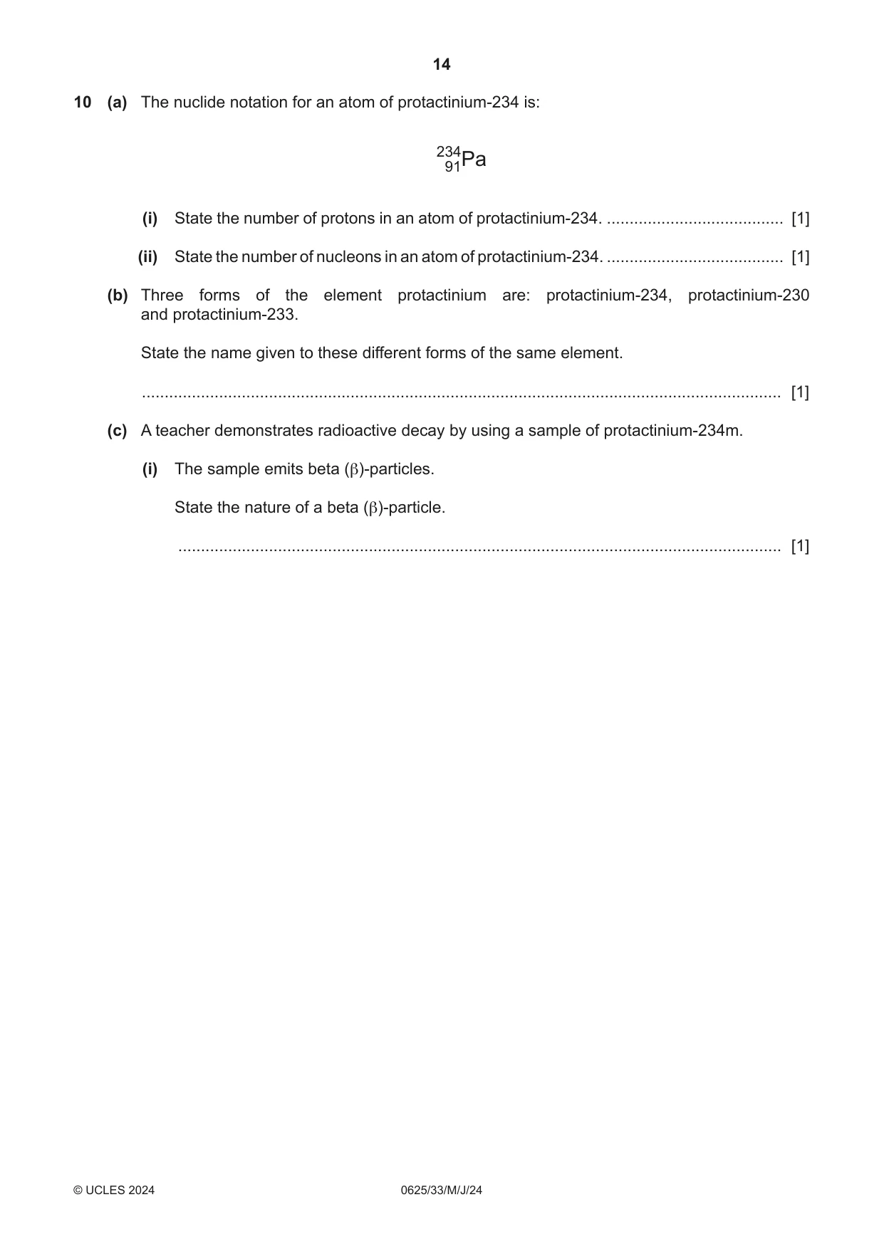 Cambridge IGCSE Physics 0625 2024 May/June Paper 3 · Variant 3 question paper, page 14 of 16