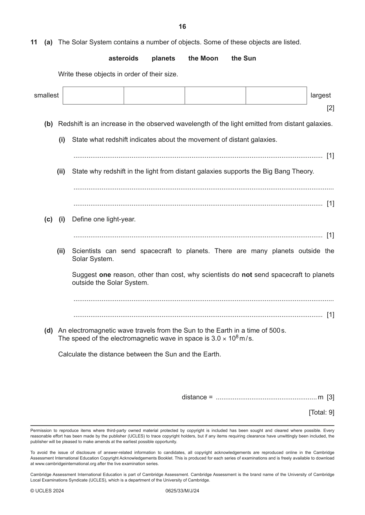 Cambridge IGCSE Physics 0625 2024 May/June Paper 3 · Variant 3 question paper, page 16 of 16