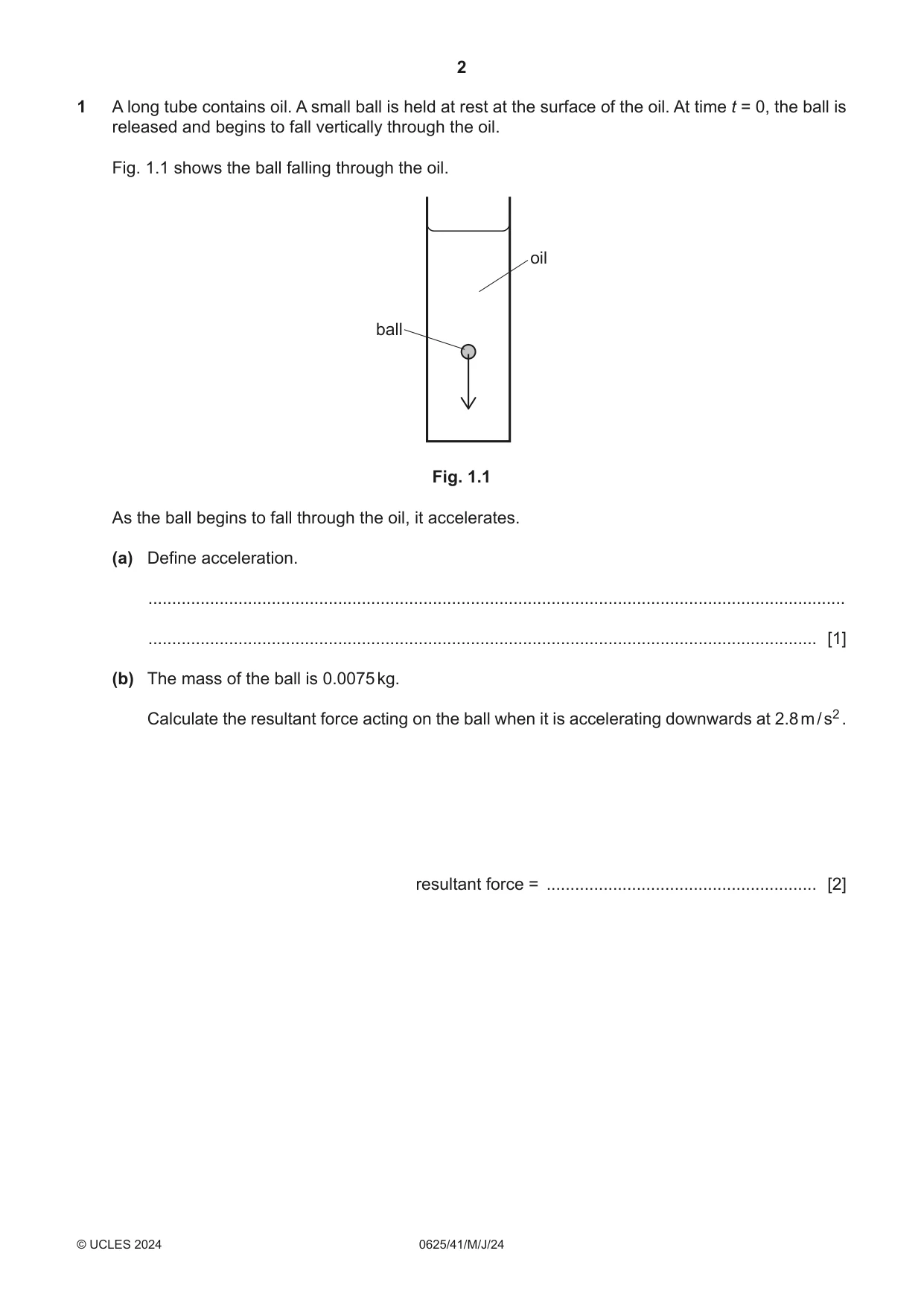 Cambridge IGCSE Physics 0625 2024 May/June Paper 4 · Variant 1 question paper, page 2 of 16