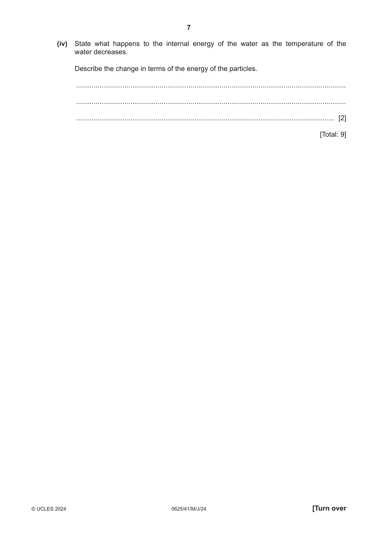 Cambridge IGCSE Physics 0625 2024 May/June Paper 4 · Variant 1 question paper, page 7 of 16