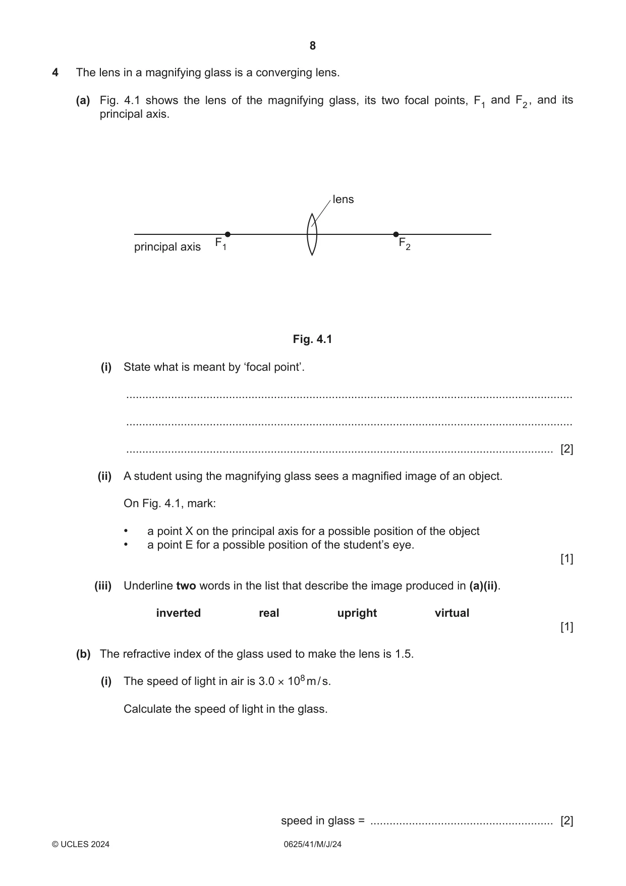 Cambridge IGCSE Physics 0625 2024 May/June Paper 4 · Variant 1 question paper, page 8 of 16