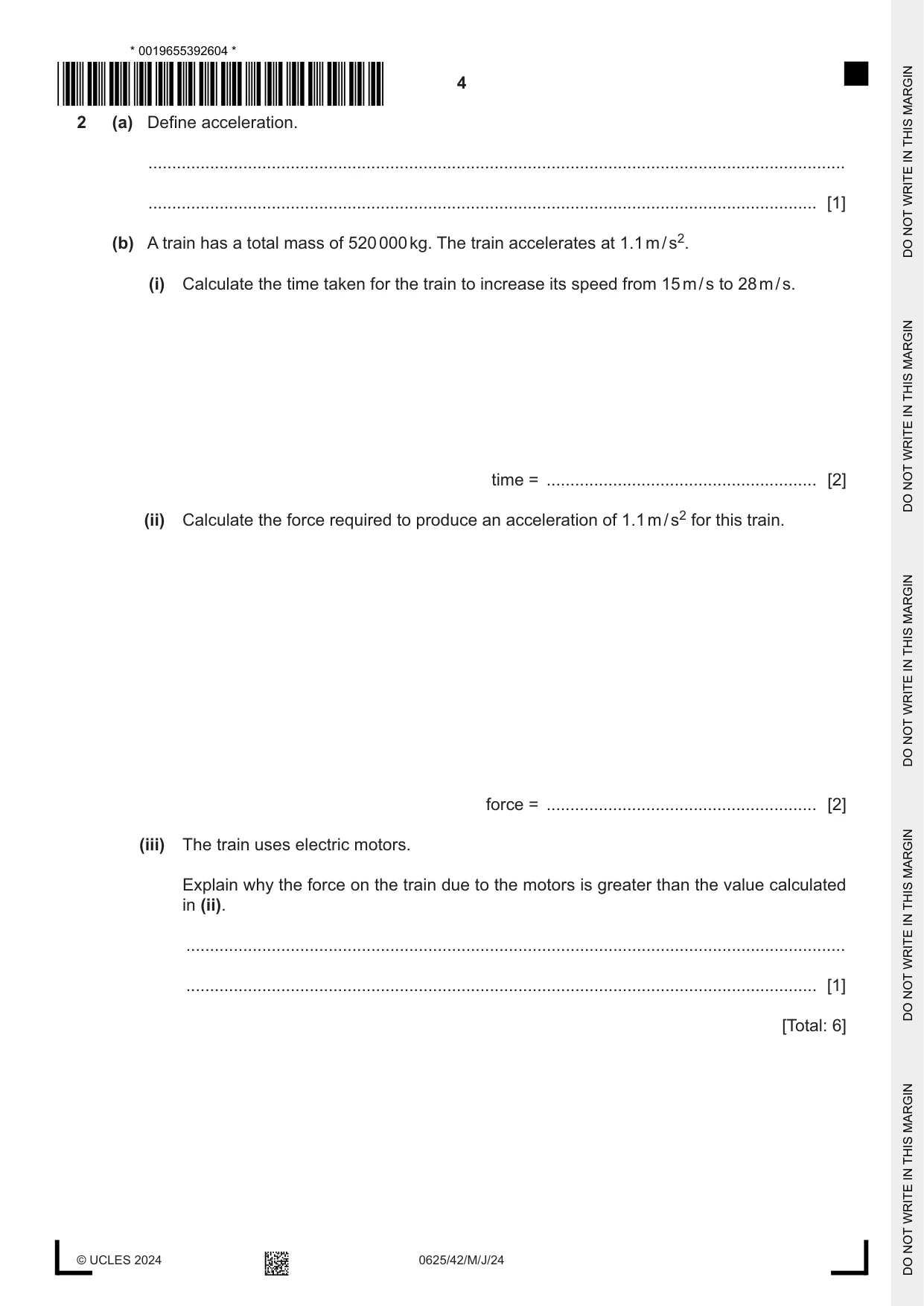 Cambridge IGCSE Physics 0625 2024 May/June Paper 4 · Variant 2 question paper, page 4 of 20