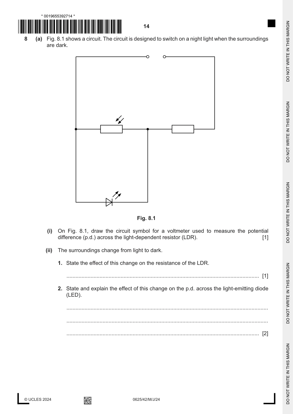 Cambridge IGCSE Physics 0625 2024 May/June Paper 4 · Variant 2 question paper, page 14 of 20