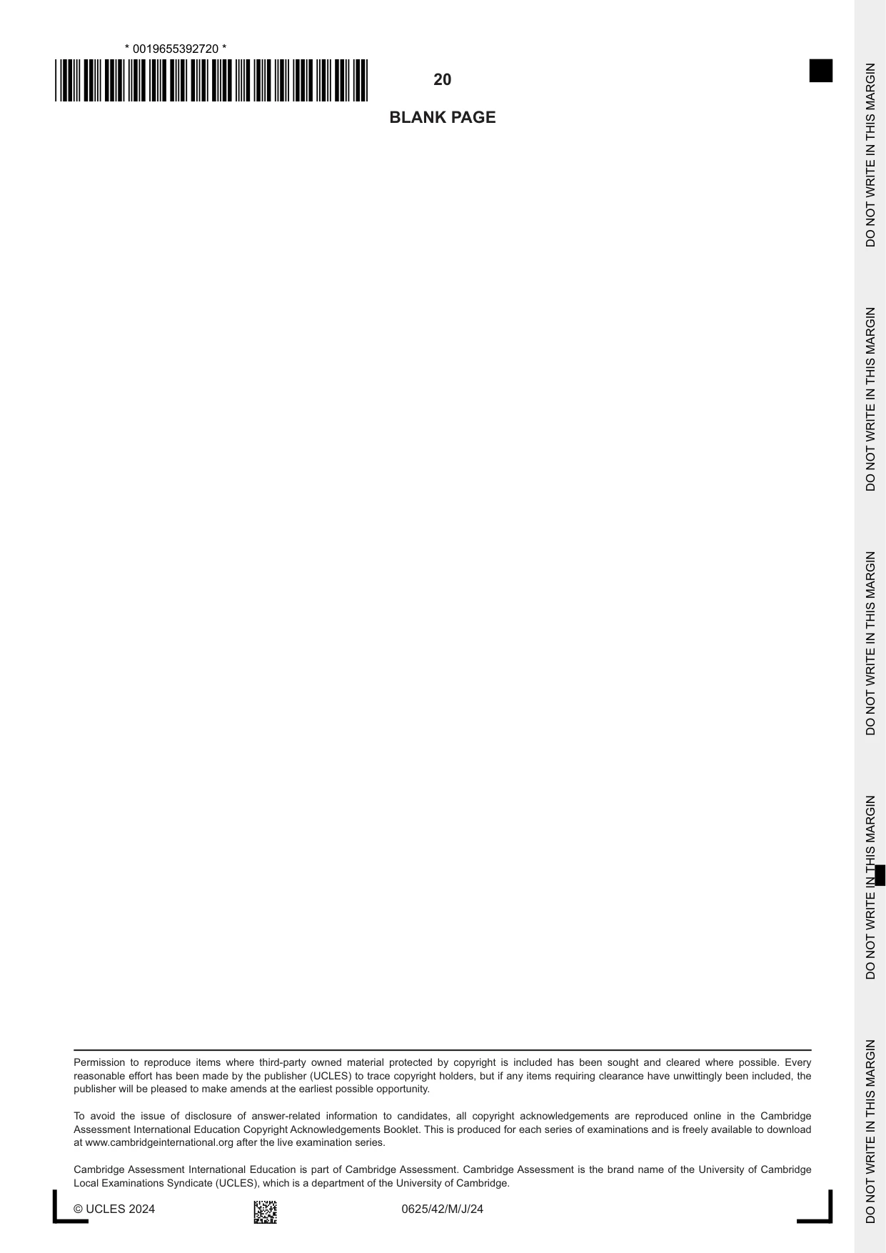 Cambridge IGCSE Physics 0625 2024 May/June Paper 4 · Variant 2 question paper, page 20 of 20