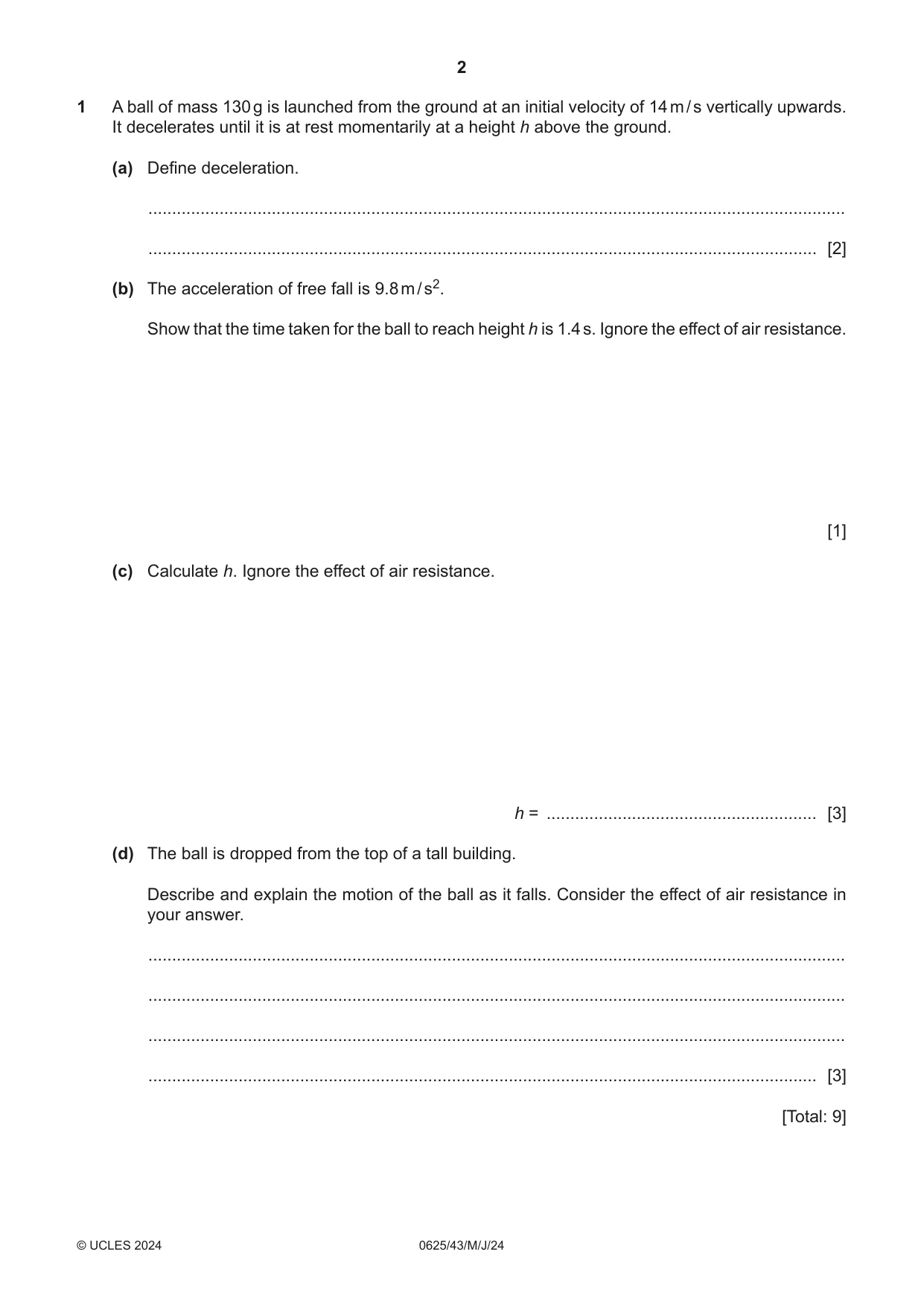 Cambridge IGCSE Physics 0625 2024 May/June Paper 4 · Variant 3 question paper, page 2 of 16