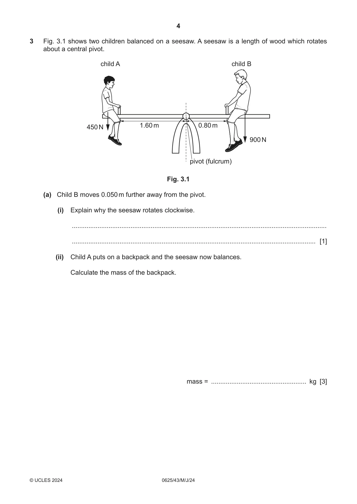 Cambridge IGCSE Physics 0625 2024 May/June Paper 4 · Variant 3 question paper, page 4 of 16