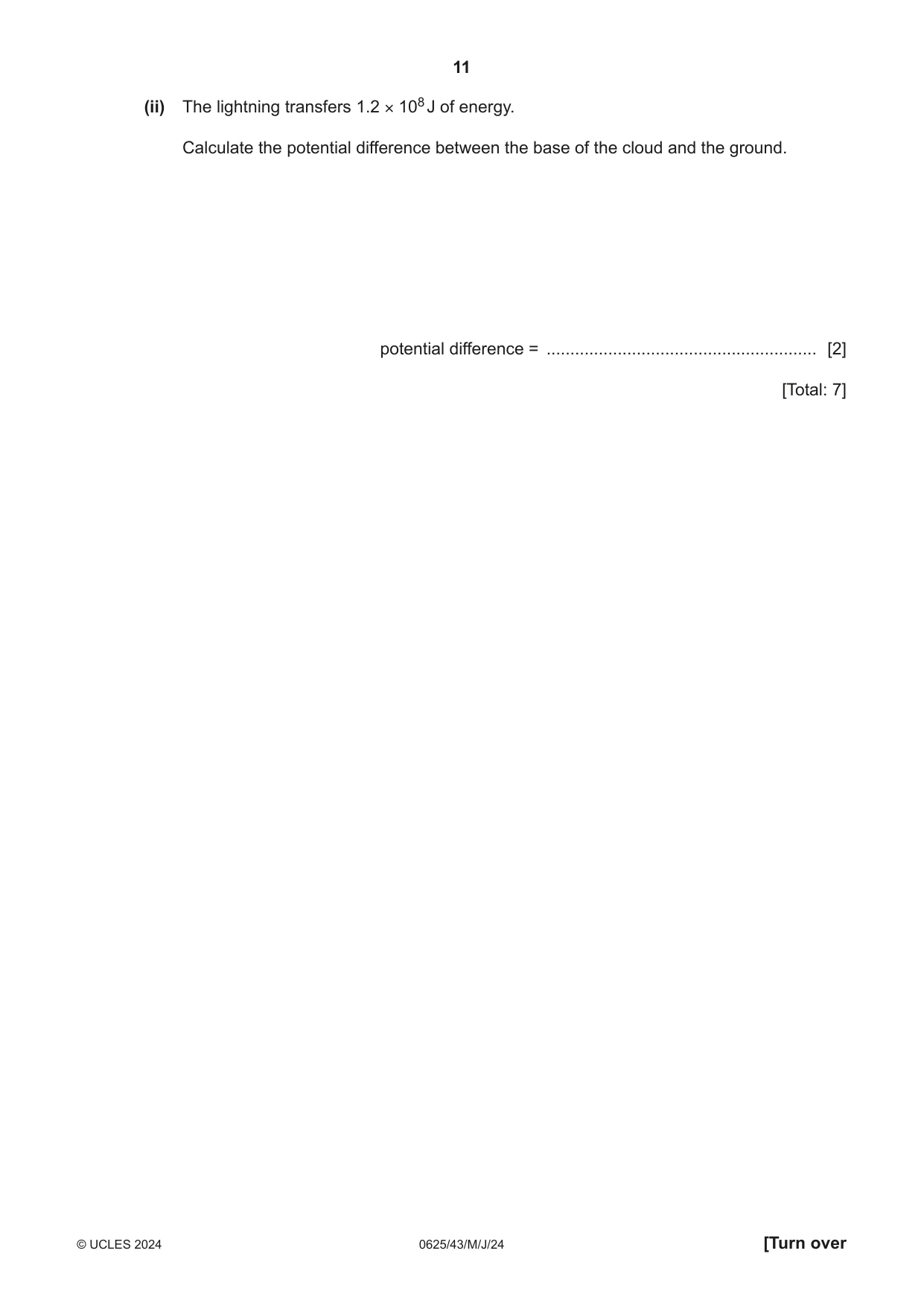 Cambridge IGCSE Physics 0625 2024 May/June Paper 4 · Variant 3 question paper, page 11 of 16