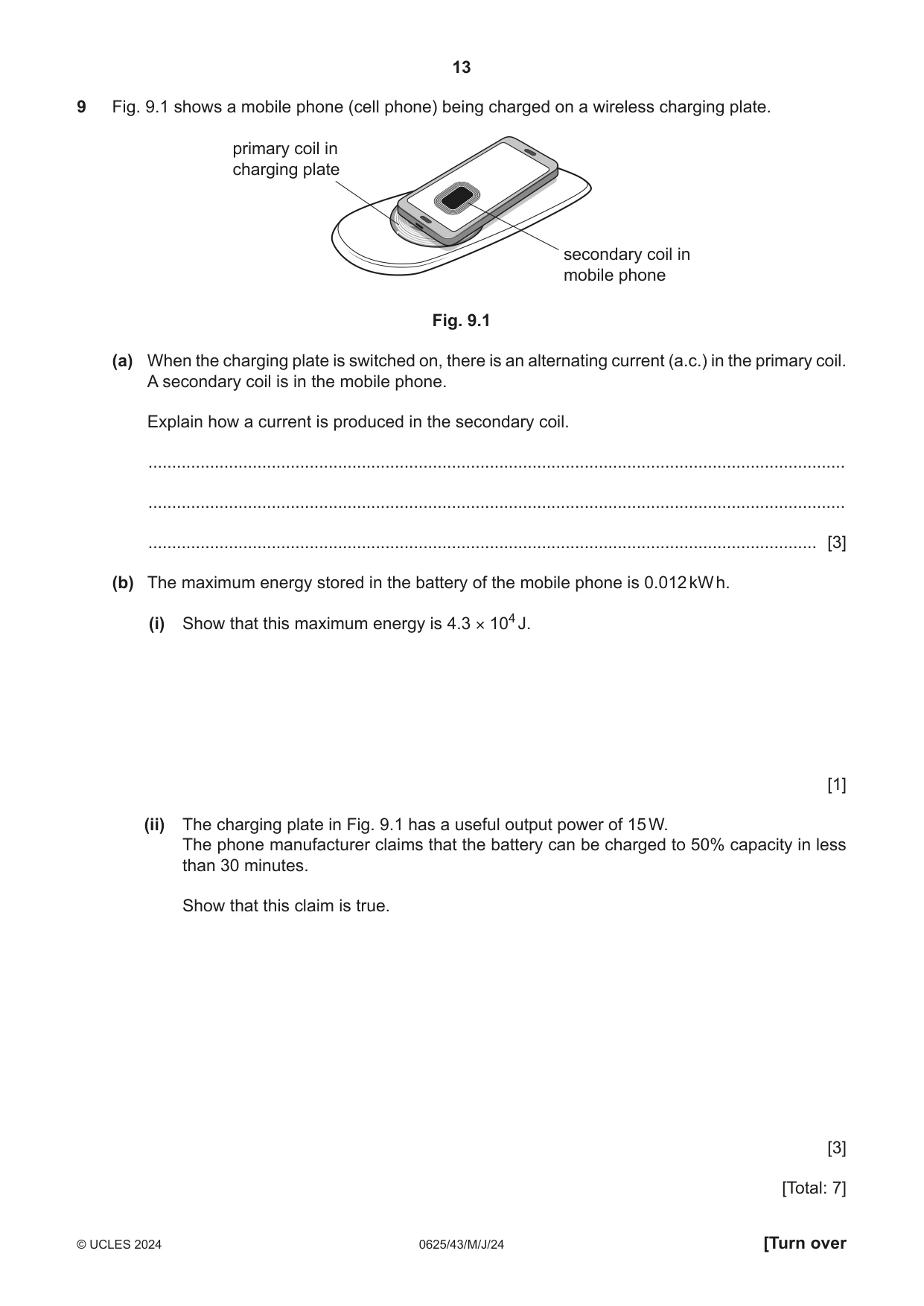 Cambridge IGCSE Physics 0625 2024 May/June Paper 4 · Variant 3 question paper, page 13 of 16