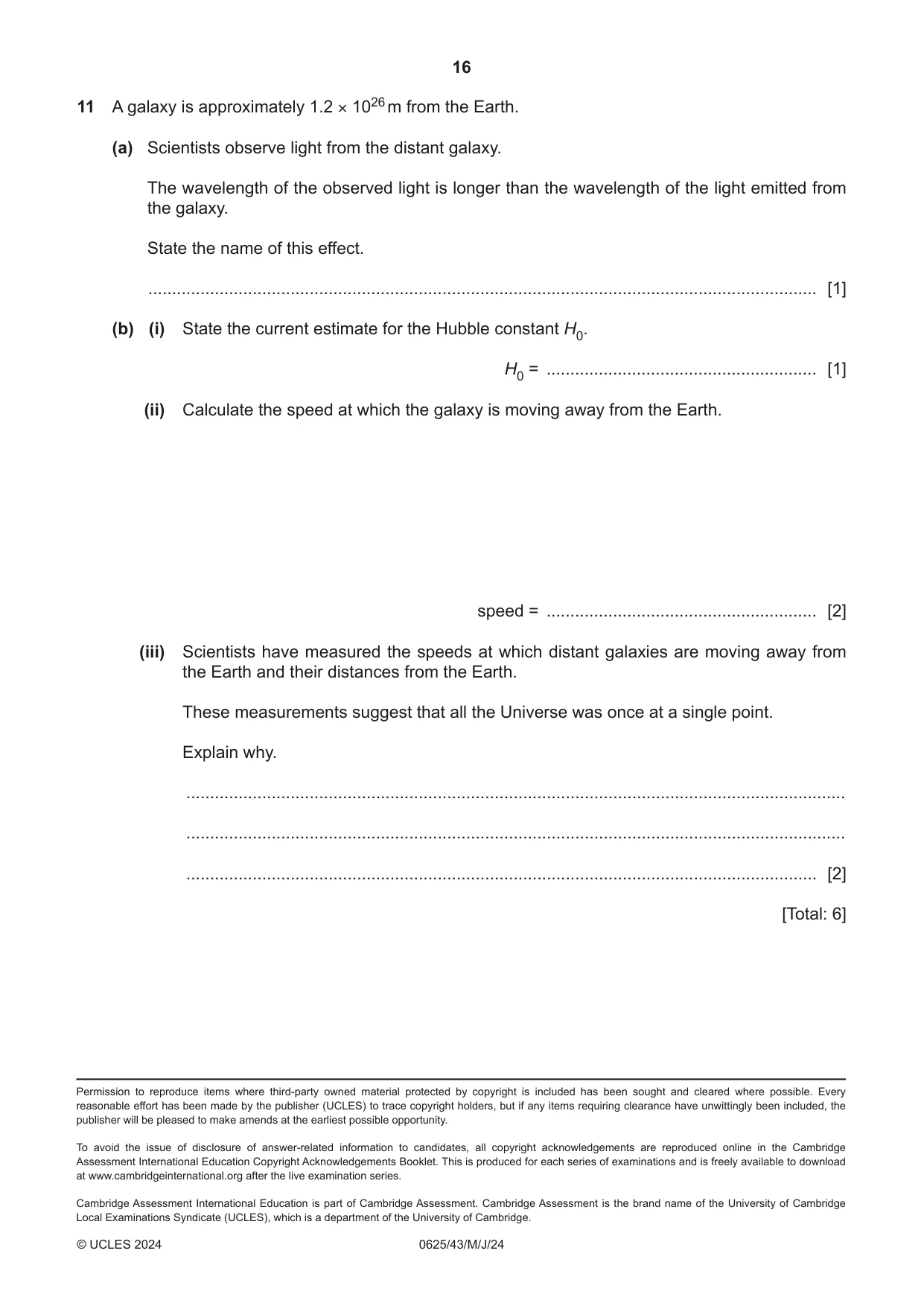 Cambridge IGCSE Physics 0625 2024 May/June Paper 4 · Variant 3 question paper, page 16 of 16