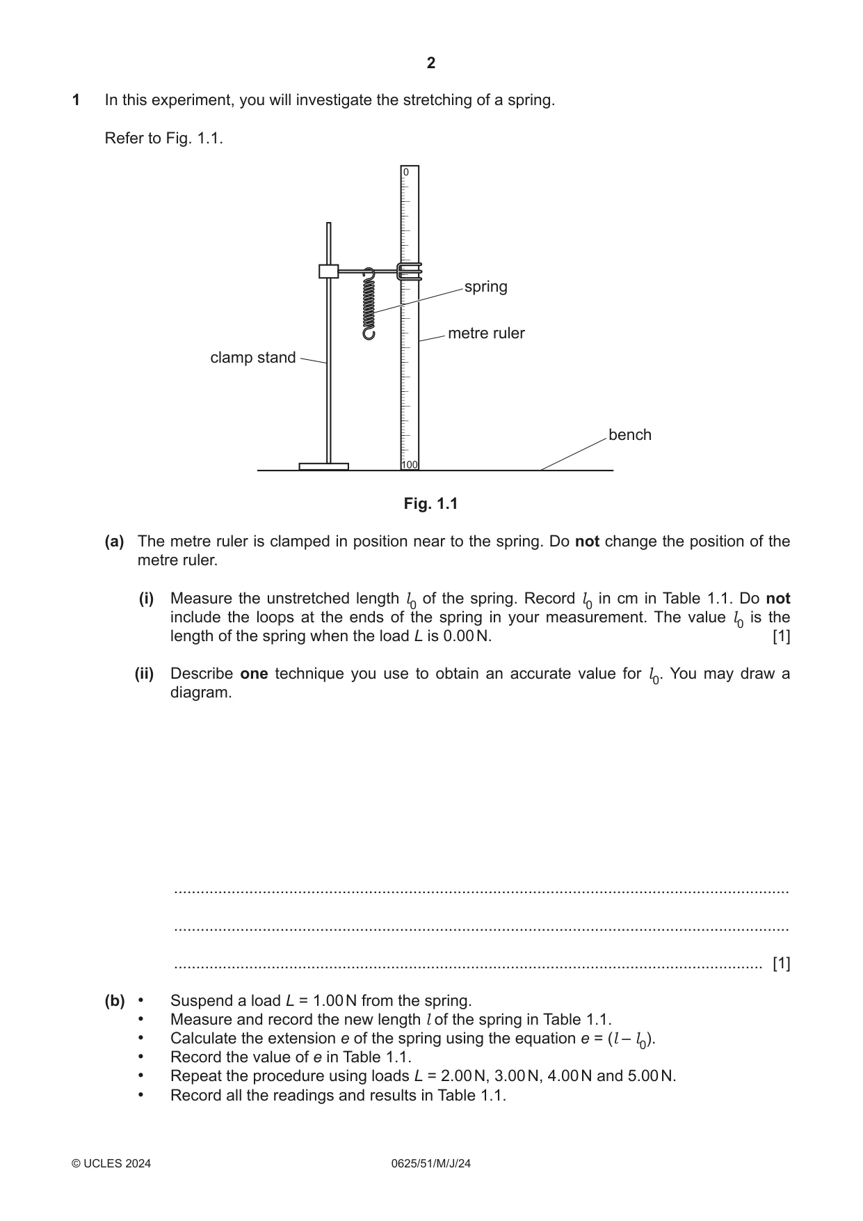 Cambridge IGCSE Physics 0625 2024 May/June Paper 5 · Variant 1 question paper, page 2 of 12