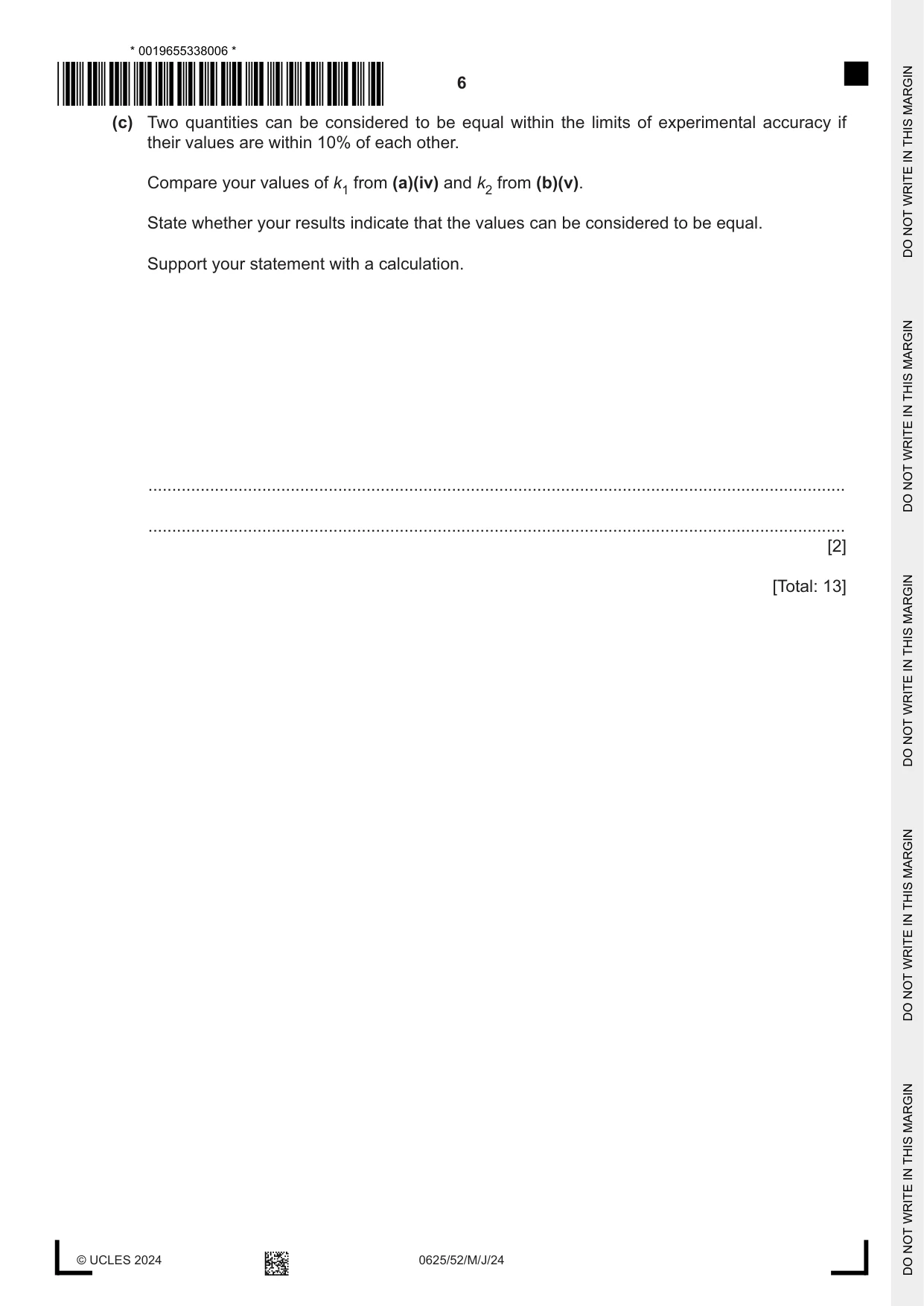 Cambridge IGCSE Physics 0625 2024 May/June Paper 5 · Variant 2 question paper, page 6 of 16