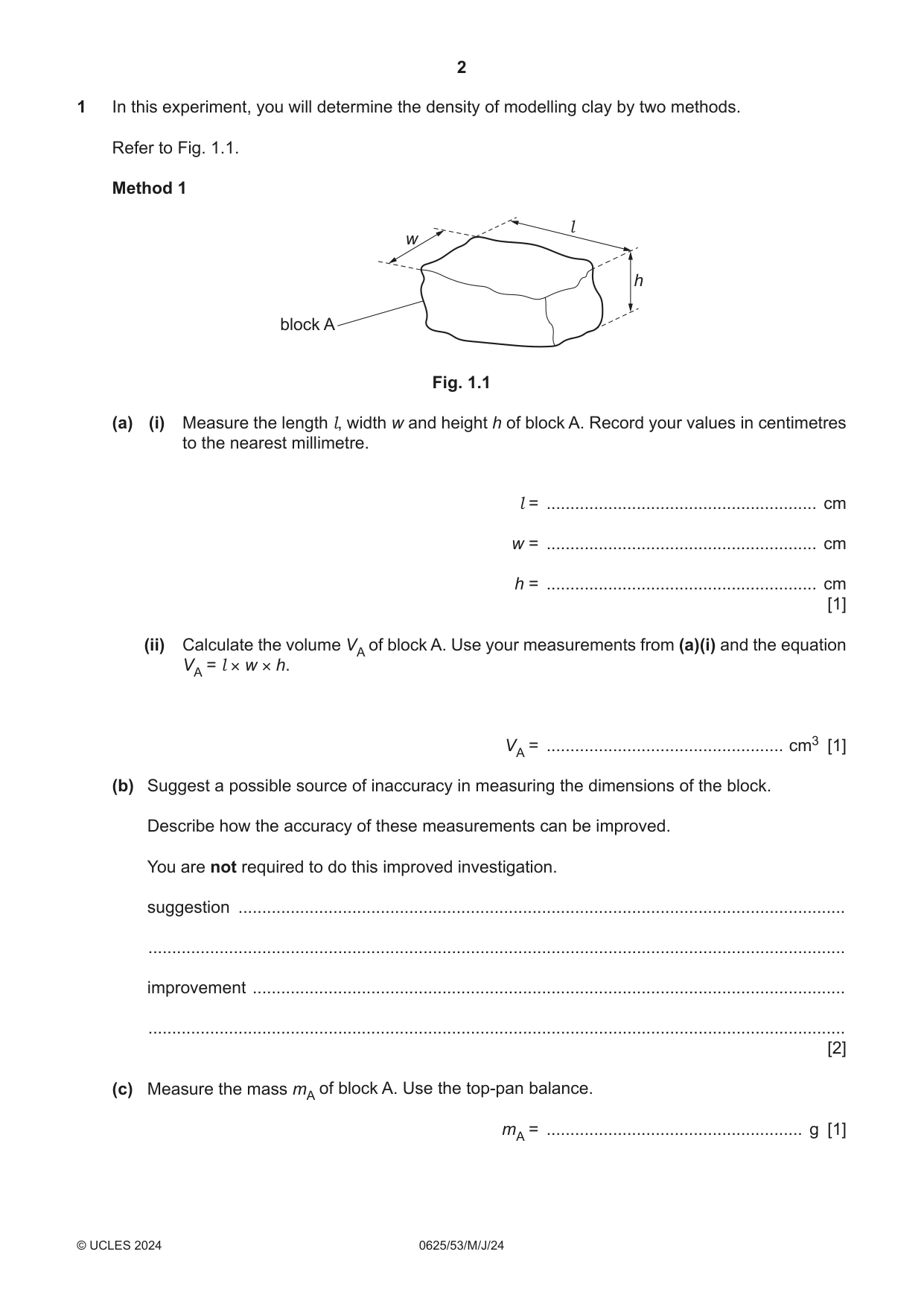 Cambridge IGCSE Physics 0625 2024 May/June Paper 5 · Variant 3 question paper, page 2 of 12