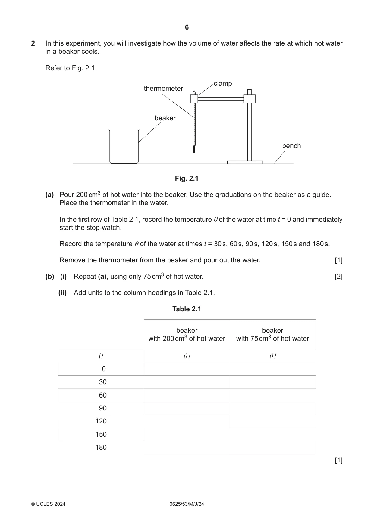 Cambridge IGCSE Physics 0625 2024 May/June Paper 5 · Variant 3 question paper, page 6 of 12