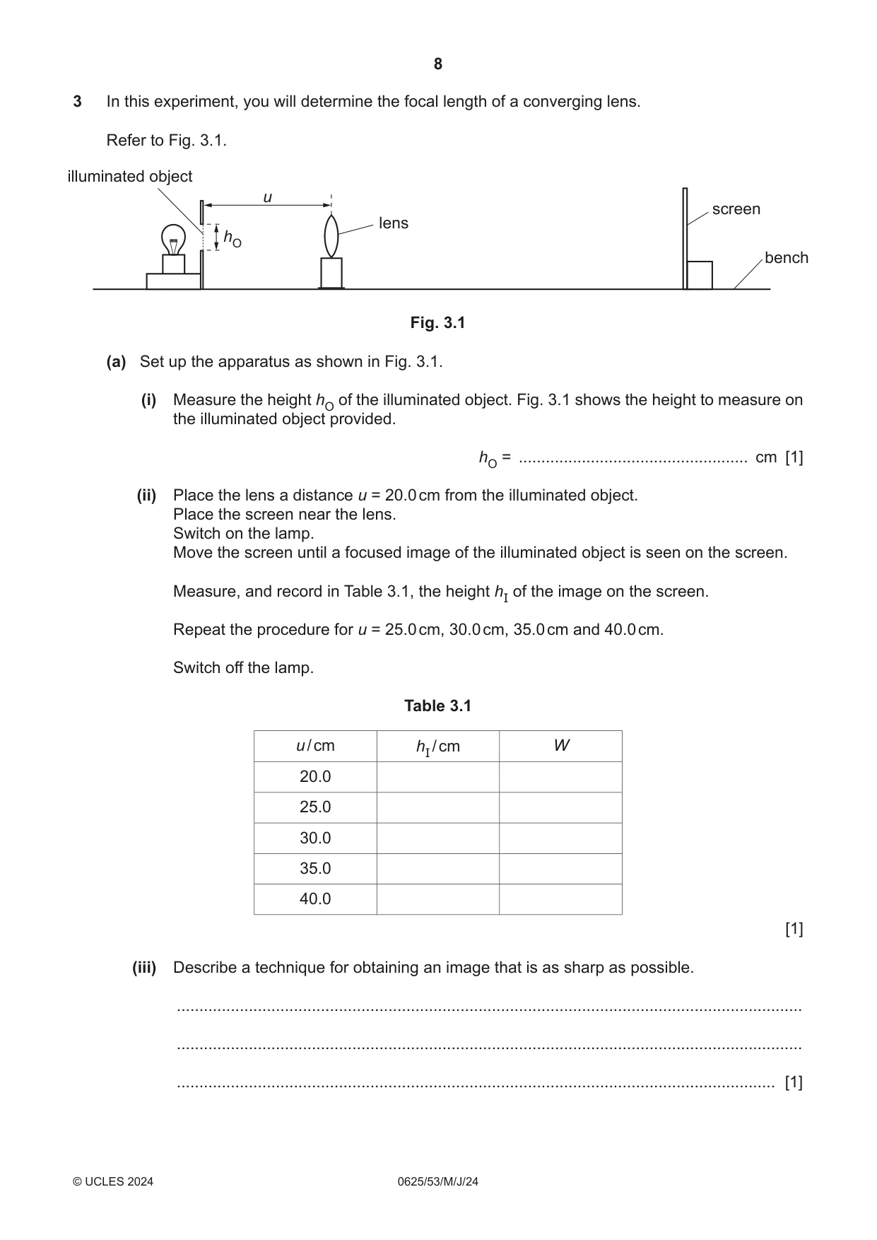 Cambridge IGCSE Physics 0625 2024 May/June Paper 5 · Variant 3 question paper, page 8 of 12