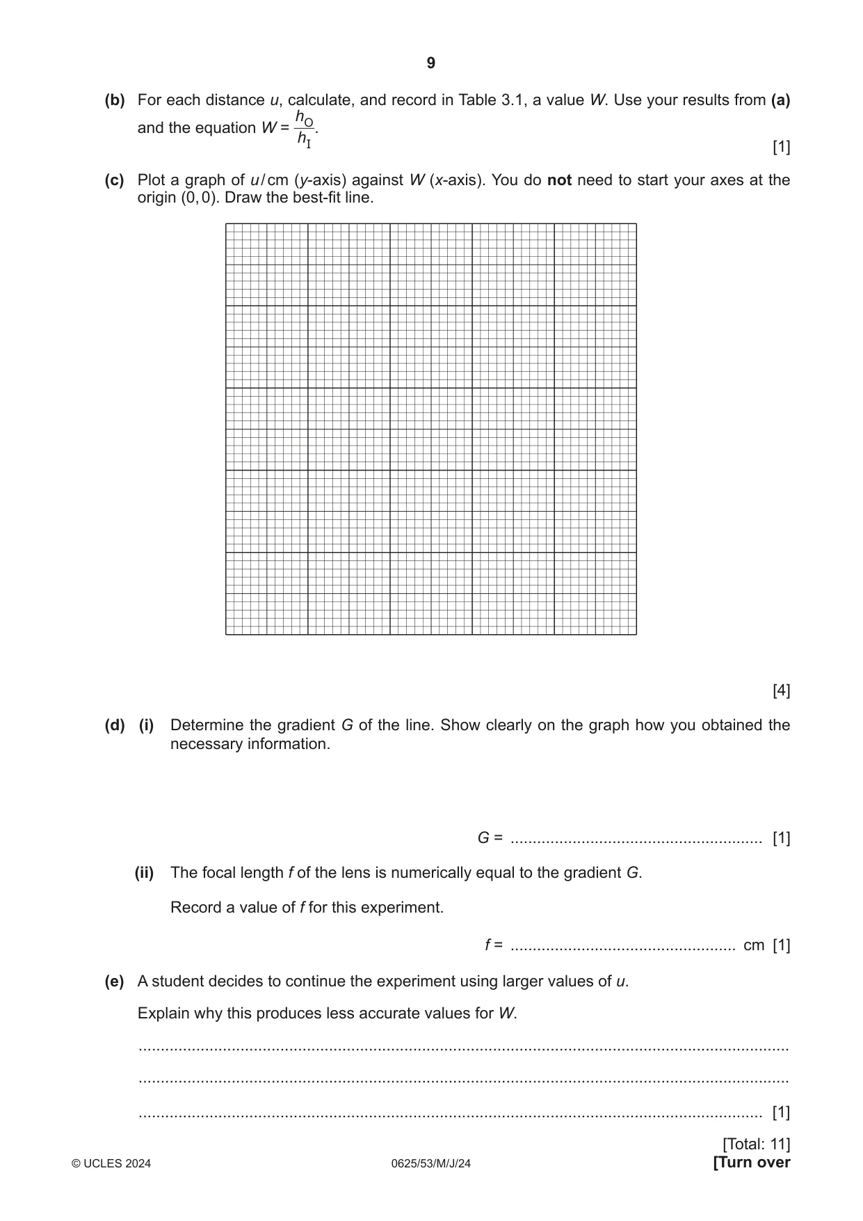 Cambridge IGCSE Physics 0625 2024 May/June Paper 5 · Variant 3 question paper, page 9 of 12