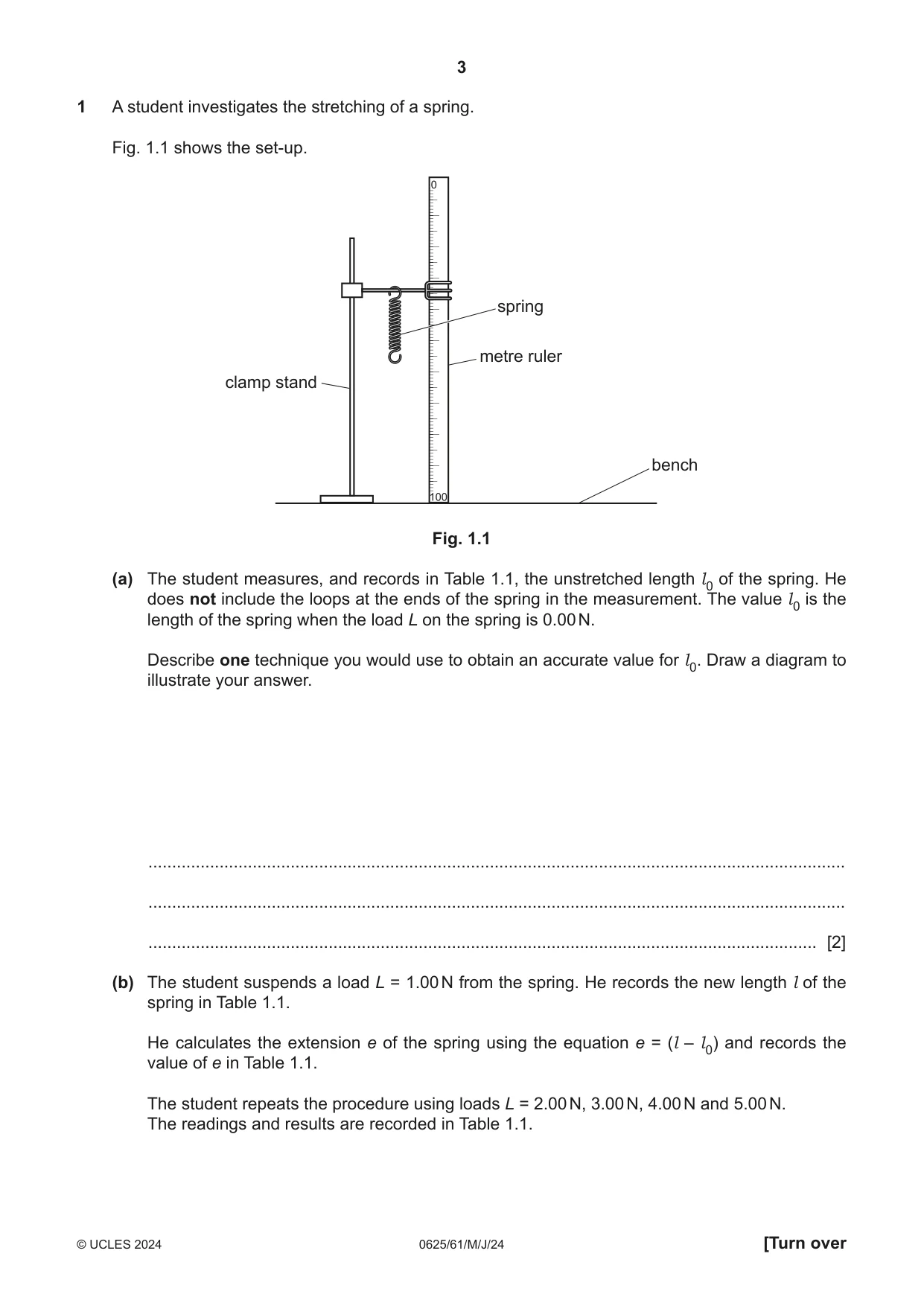 Cambridge IGCSE Physics 0625 2024 May/June Paper 6 · Variant 1 question paper, page 3 of 12