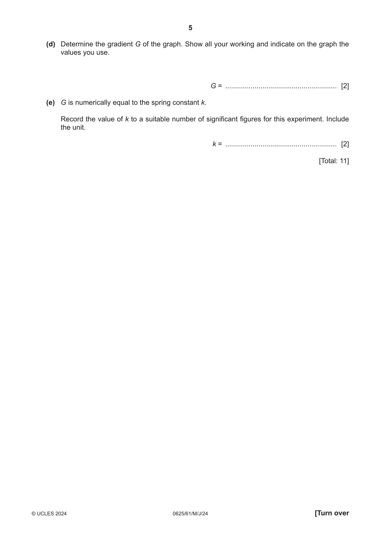 Cambridge IGCSE Physics 0625 2024 May/June Paper 6 · Variant 1 question paper, page 5 of 12