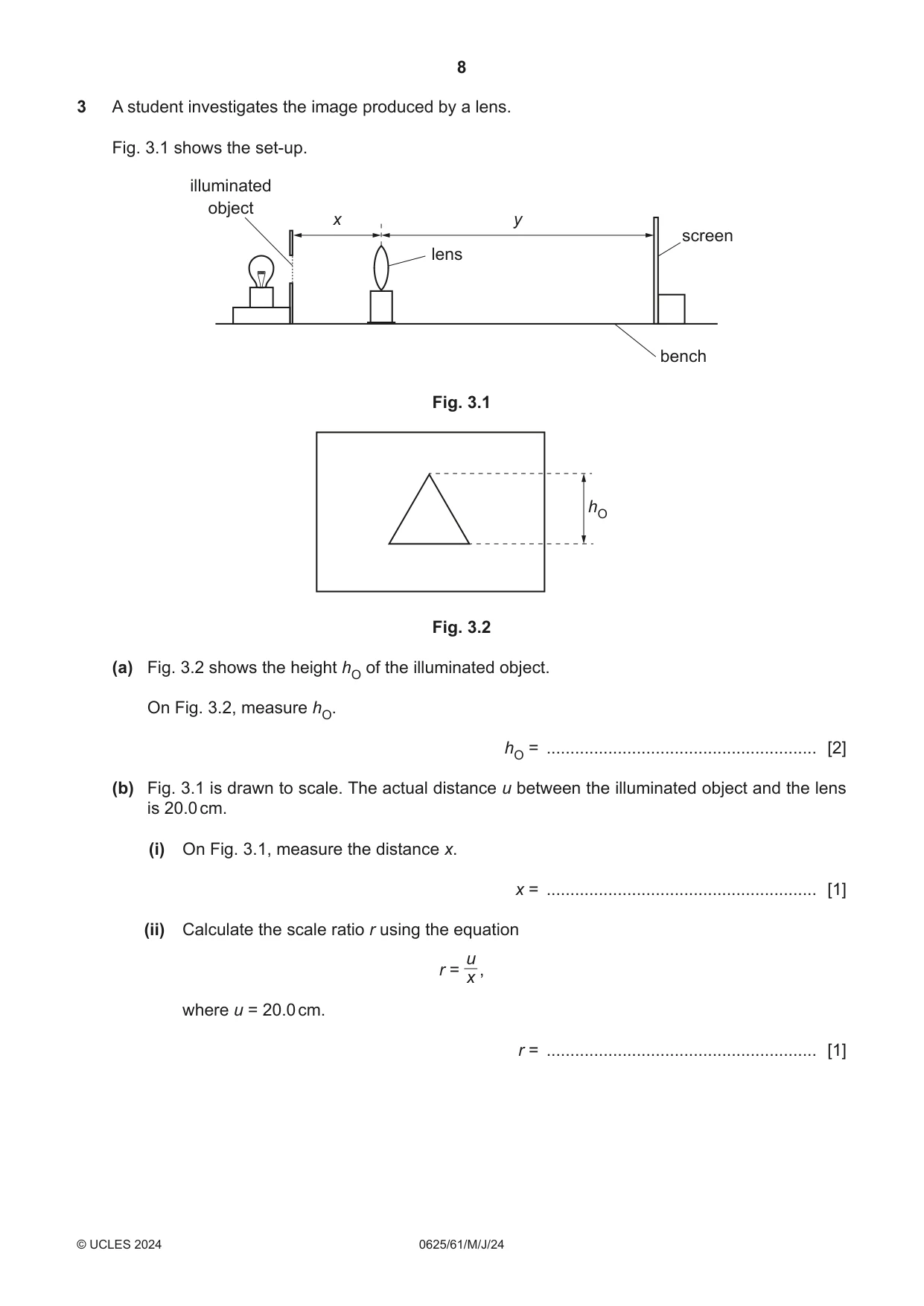 Cambridge IGCSE Physics 0625 2024 May/June Paper 6 · Variant 1 question paper, page 8 of 12