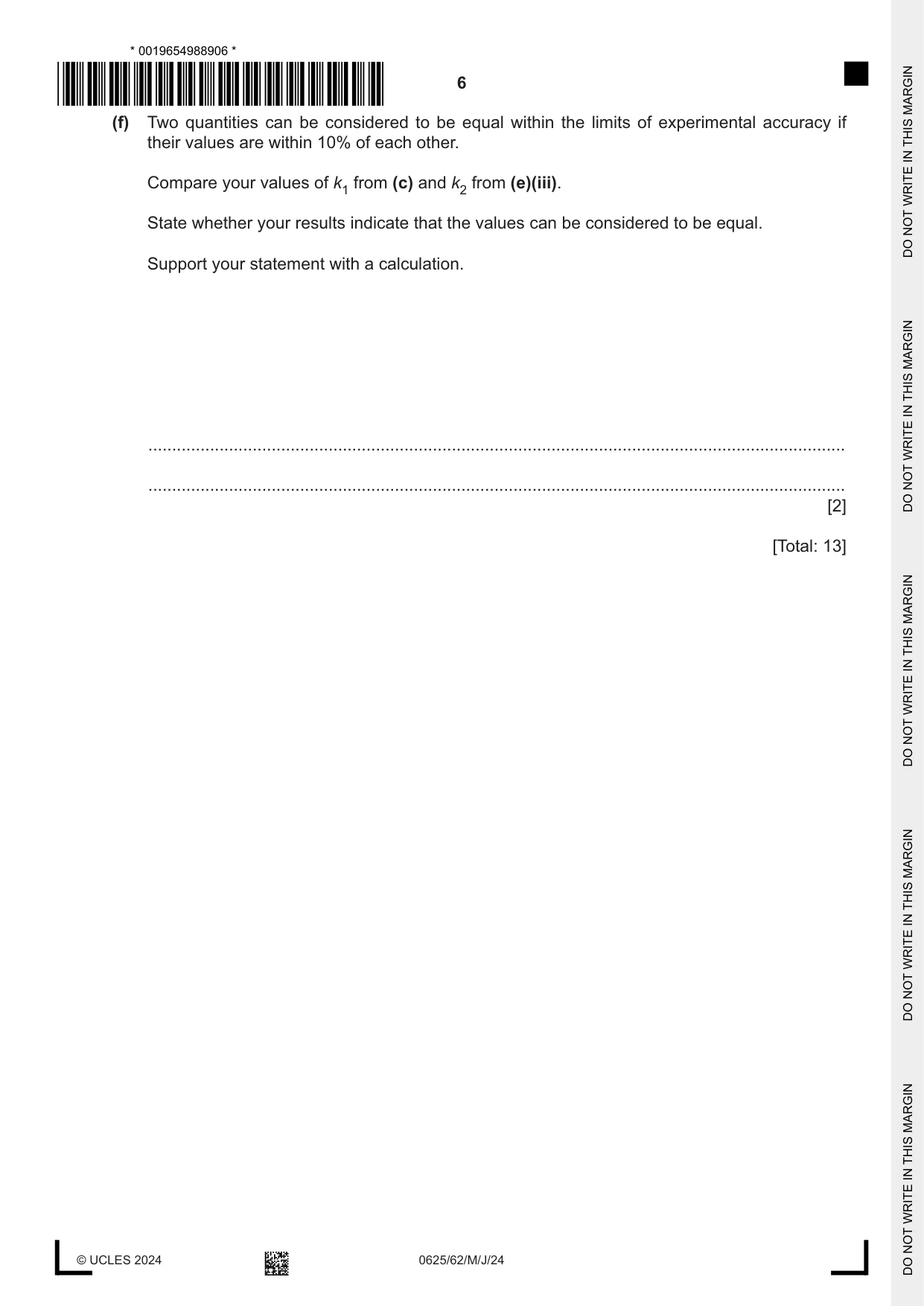 Cambridge IGCSE Physics 0625 2024 May/June Paper 6 · Variant 2 question paper, page 6 of 16
