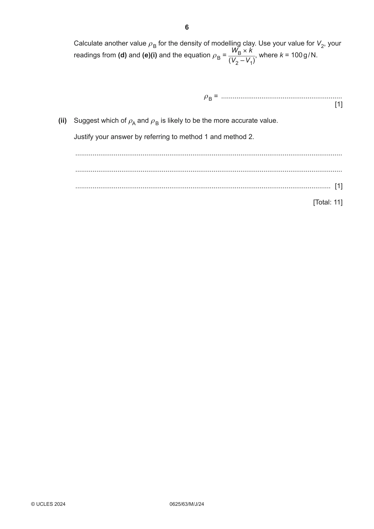 Cambridge IGCSE Physics 0625 2024 May/June Paper 6 · Variant 3 question paper, page 6 of 16