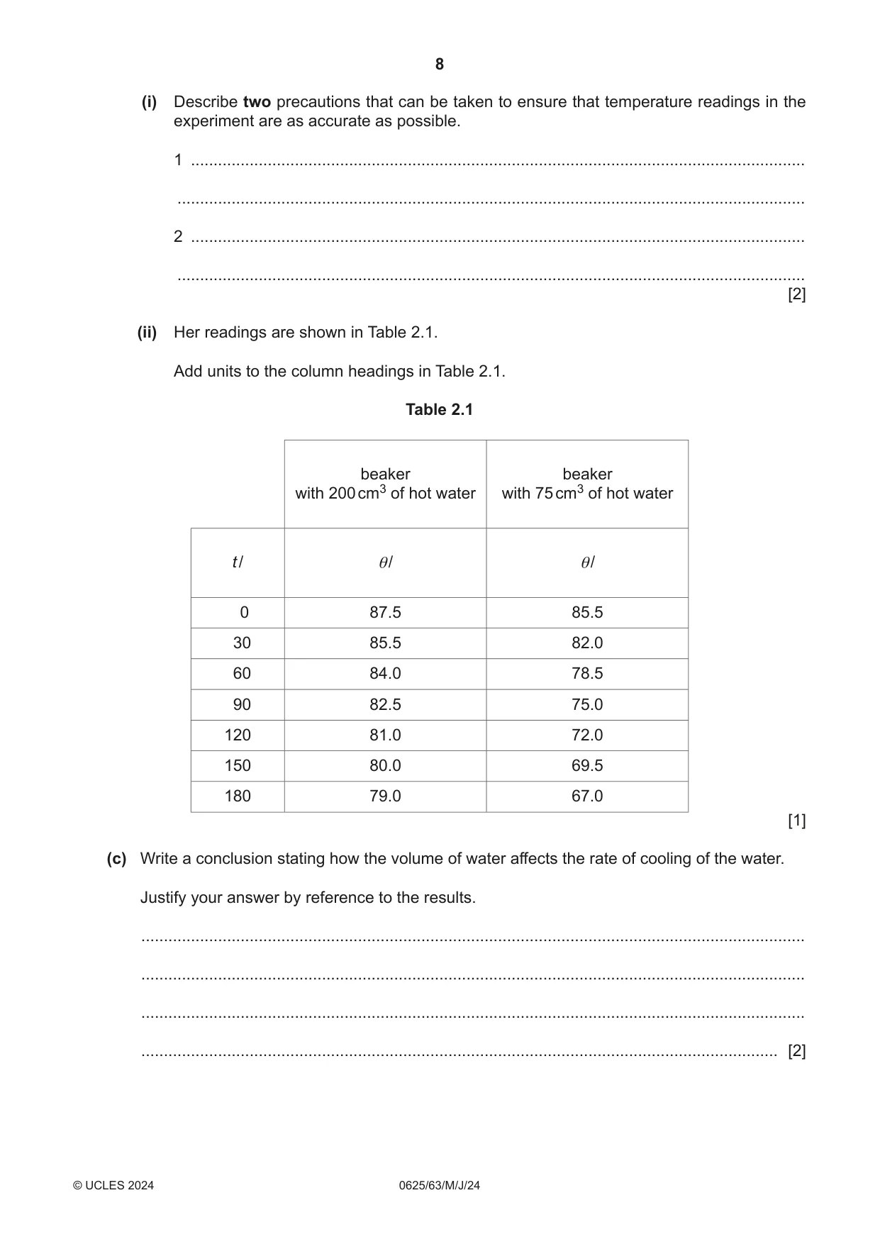 Cambridge IGCSE Physics 0625 2024 May/June Paper 6 · Variant 3 question paper, page 8 of 16