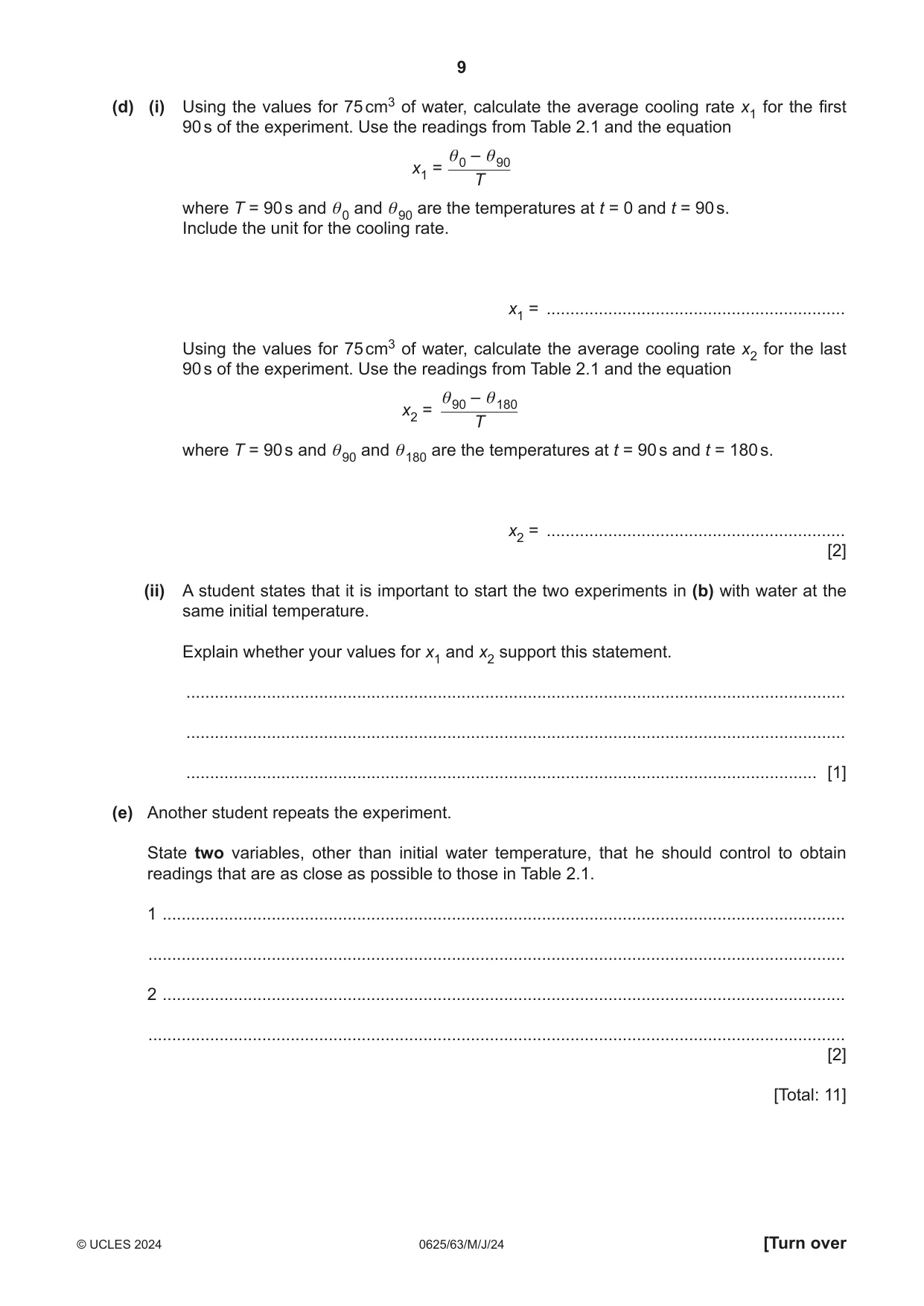 Cambridge IGCSE Physics 0625 2024 May/June Paper 6 · Variant 3 question paper, page 9 of 16