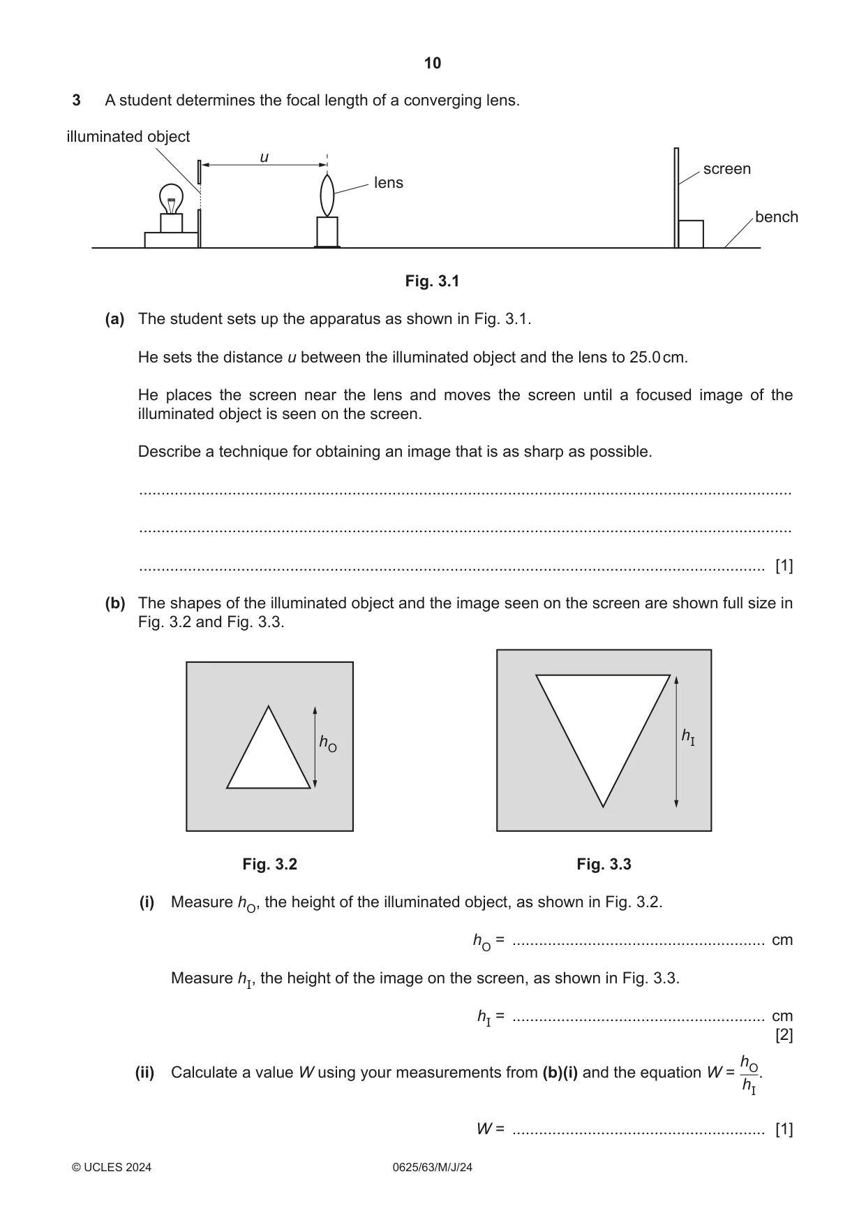 Cambridge IGCSE Physics 0625 2024 May/June Paper 6 · Variant 3 question paper, page 10 of 16