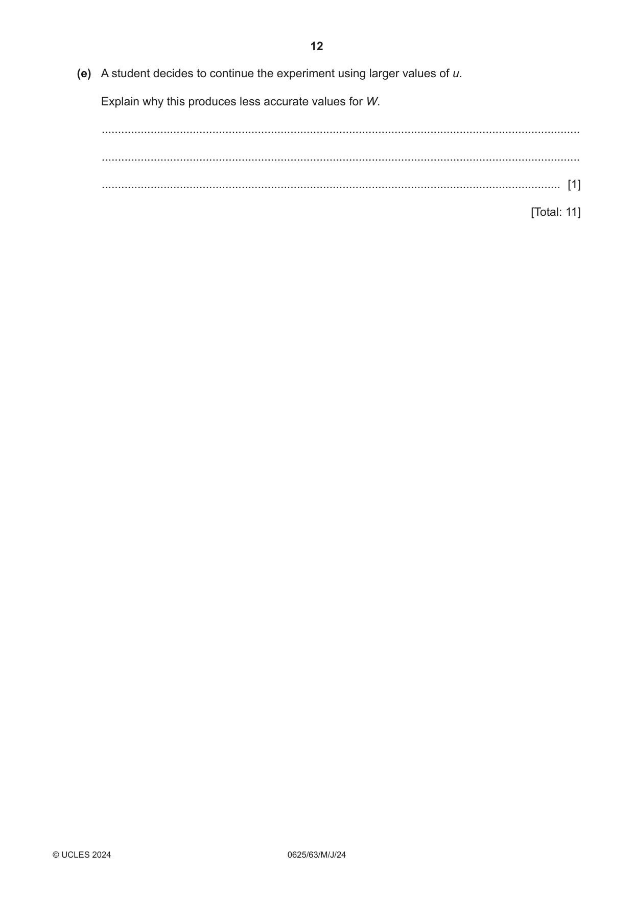 Cambridge IGCSE Physics 0625 2024 May/June Paper 6 · Variant 3 question paper, page 12 of 16