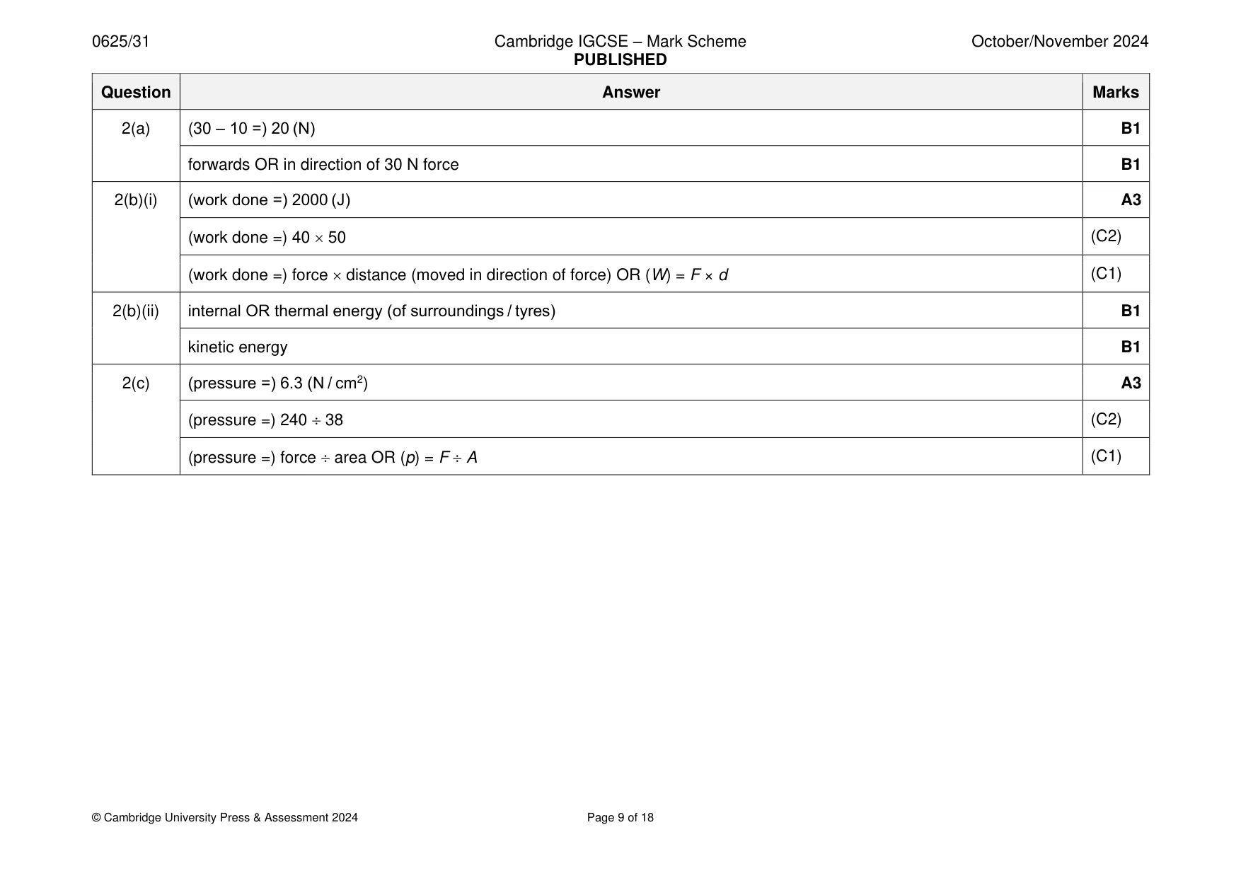 Mark scheme, page 9 of 18