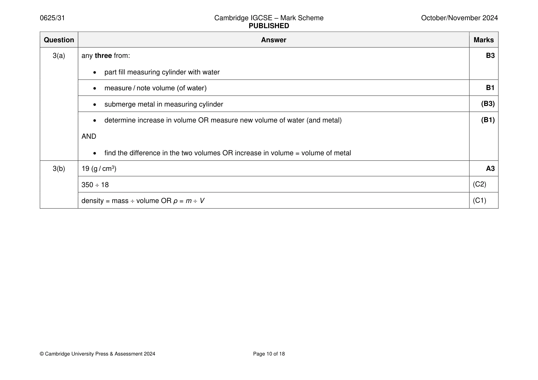 Mark scheme, page 10 of 18