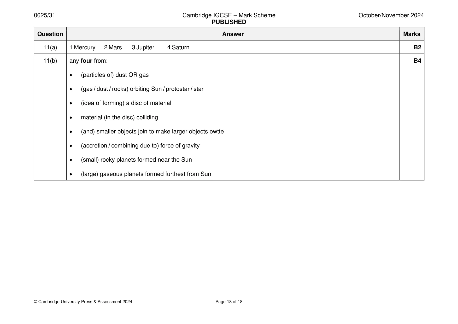 Mark scheme, page 18 of 18