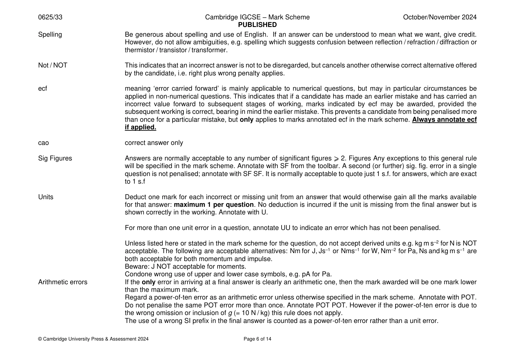 Mark scheme, page 6 of 14