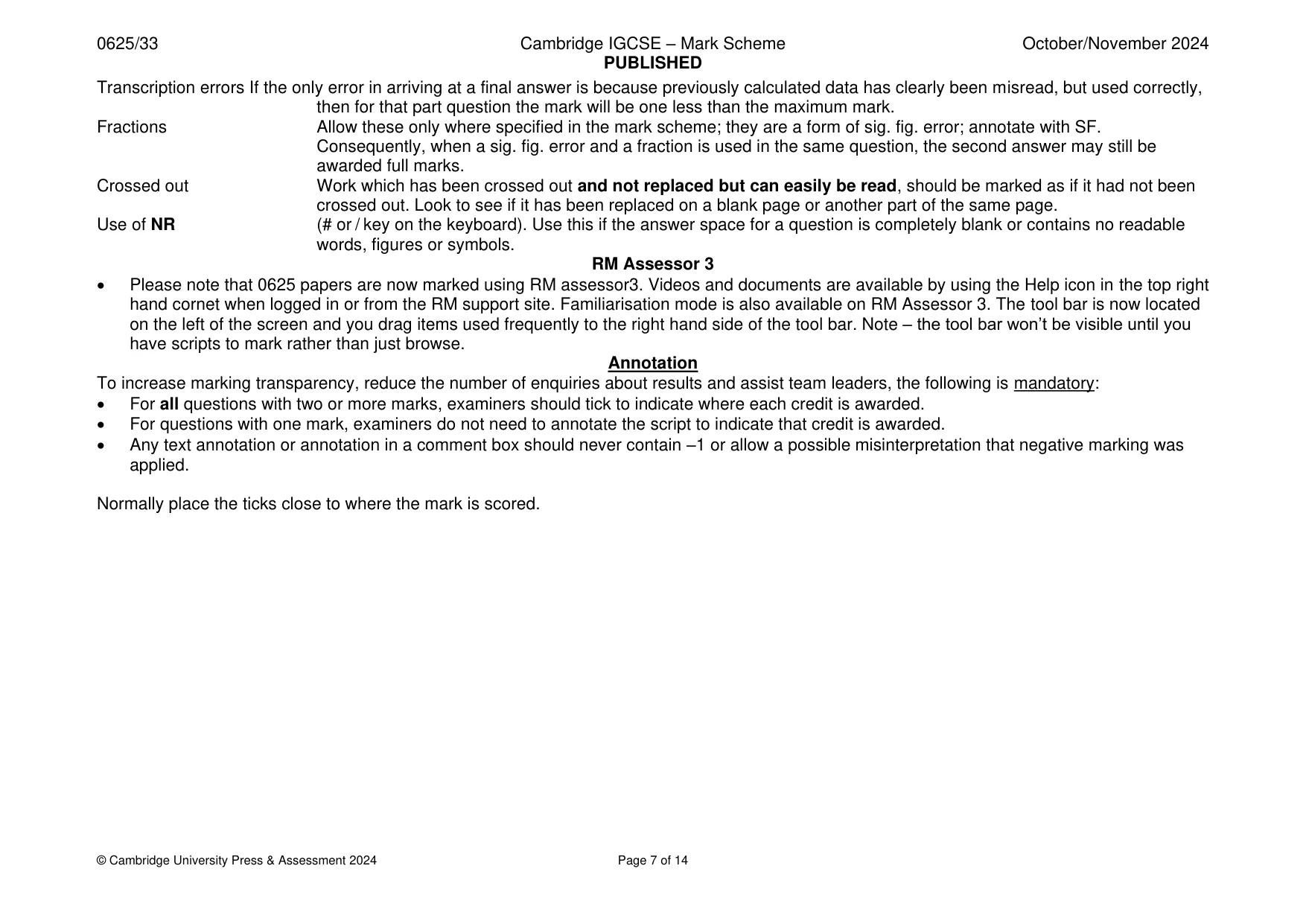 Mark scheme, page 7 of 14