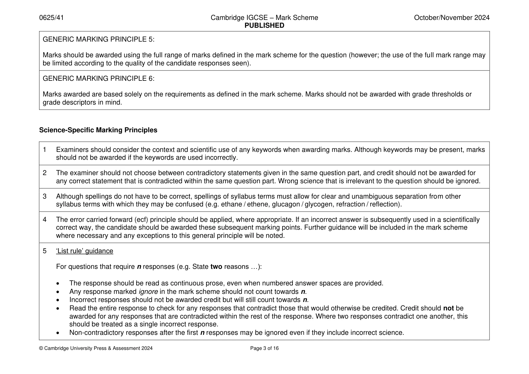 Mark scheme, page 3 of 16