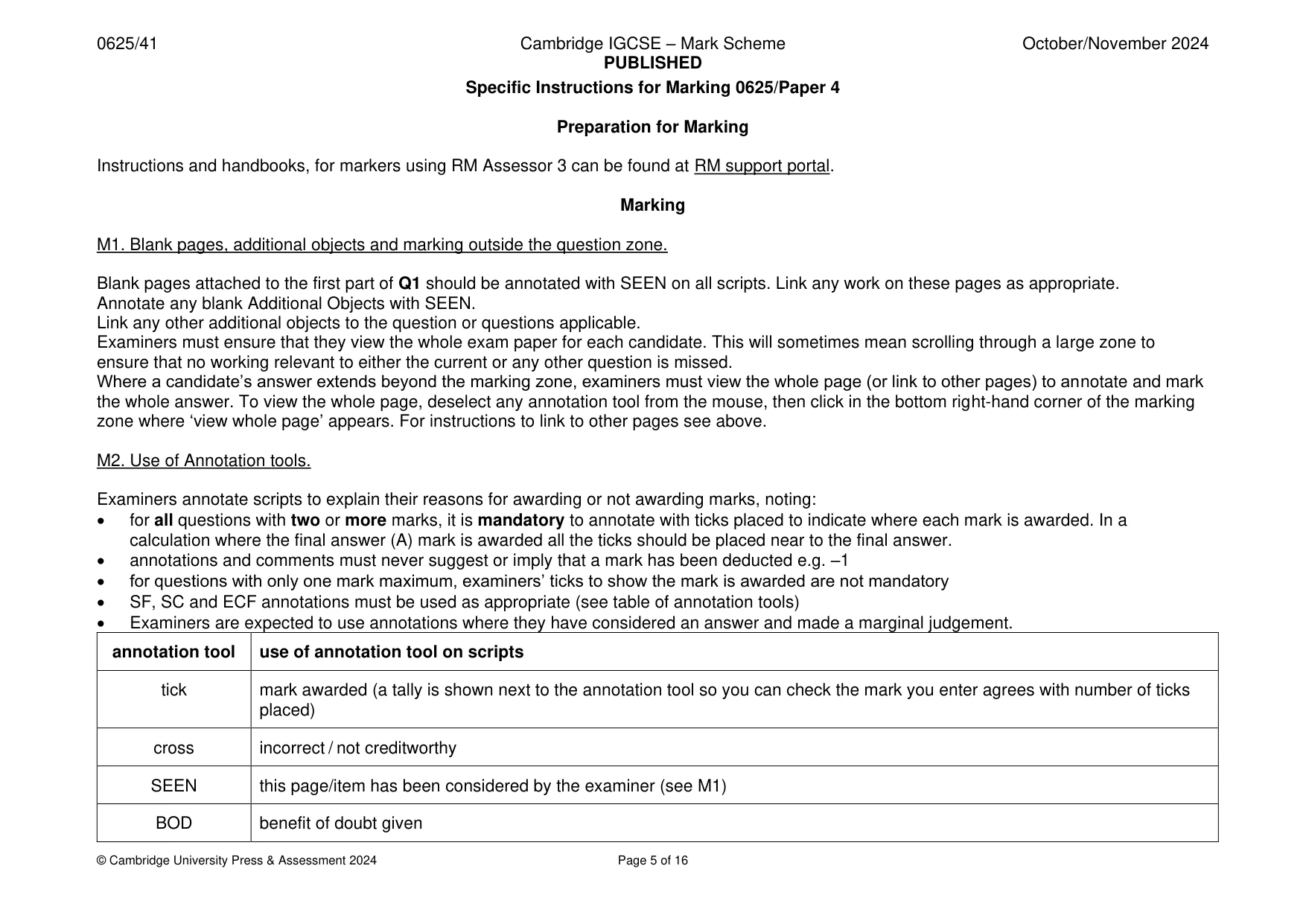 Mark scheme, page 5 of 16