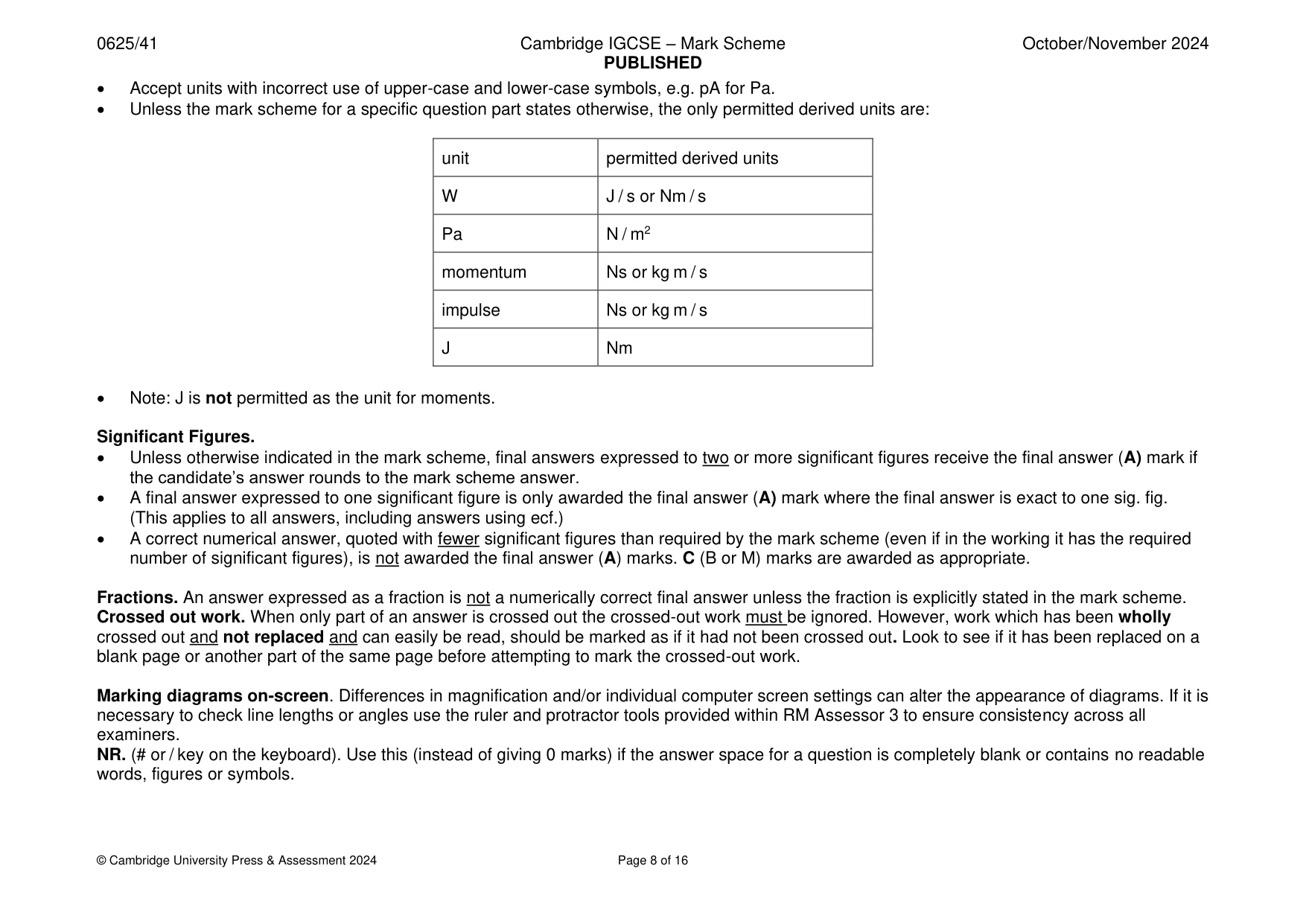 Mark scheme, page 8 of 16