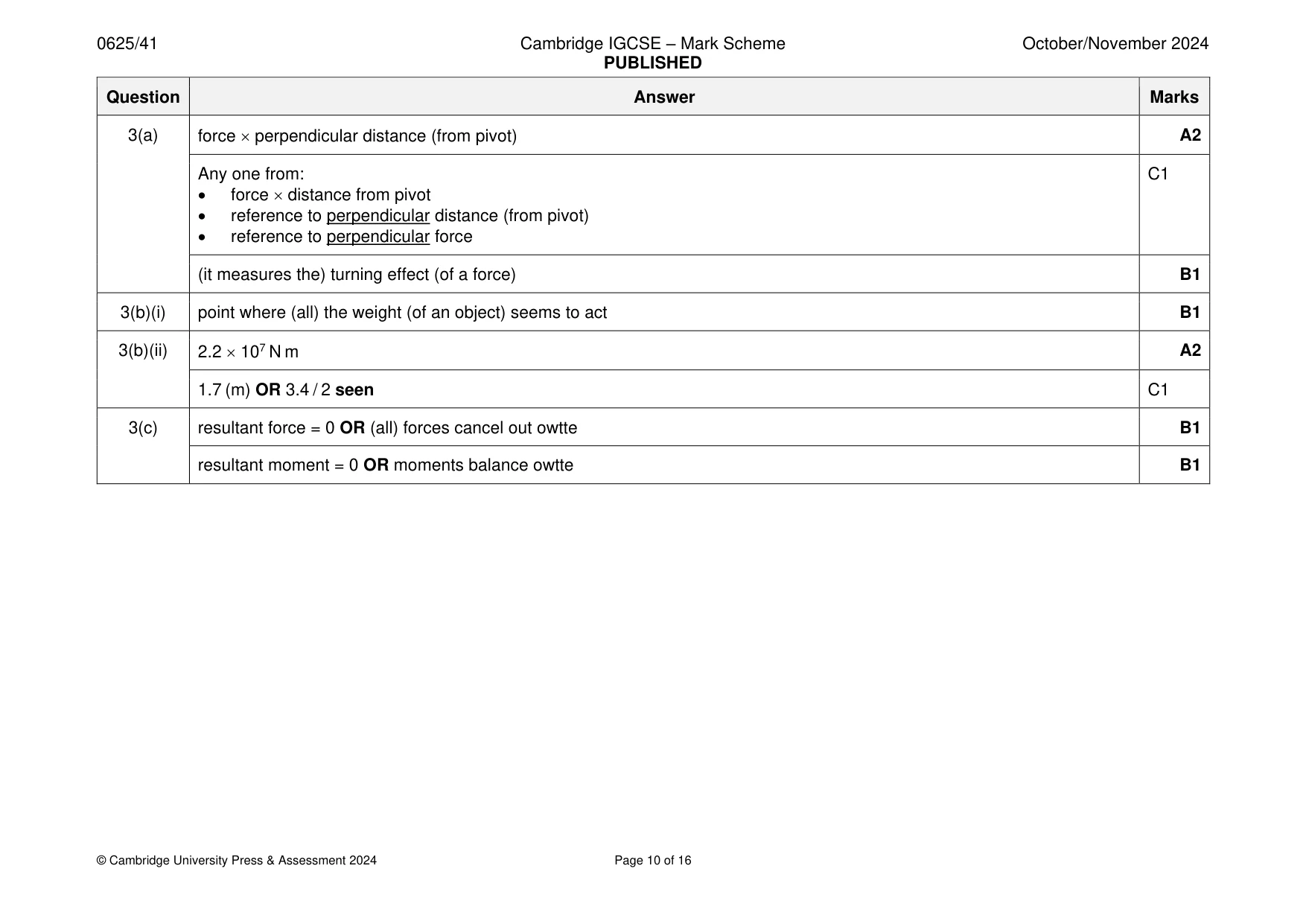 Mark scheme, page 10 of 16