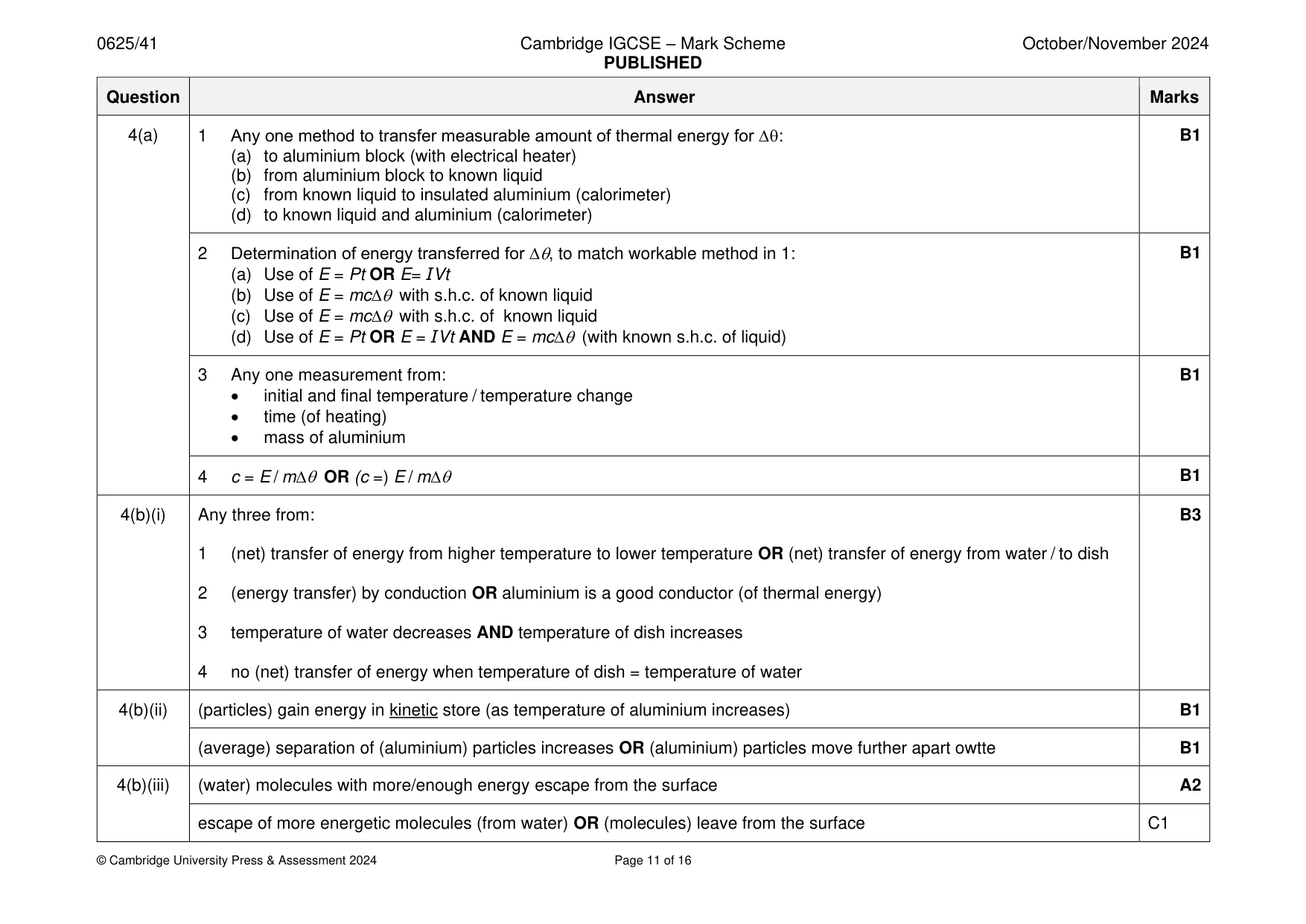 Mark scheme, page 11 of 16