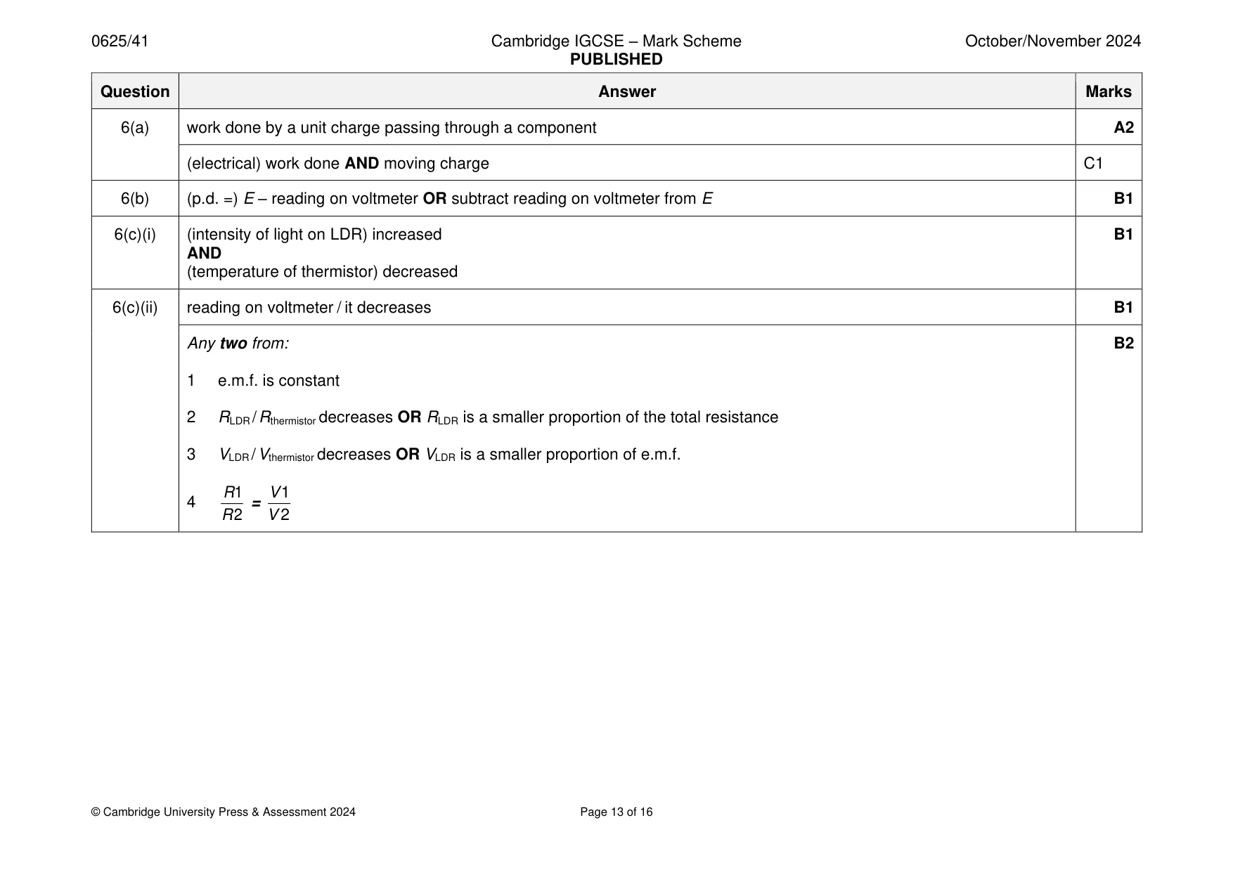 Mark scheme, page 13 of 16