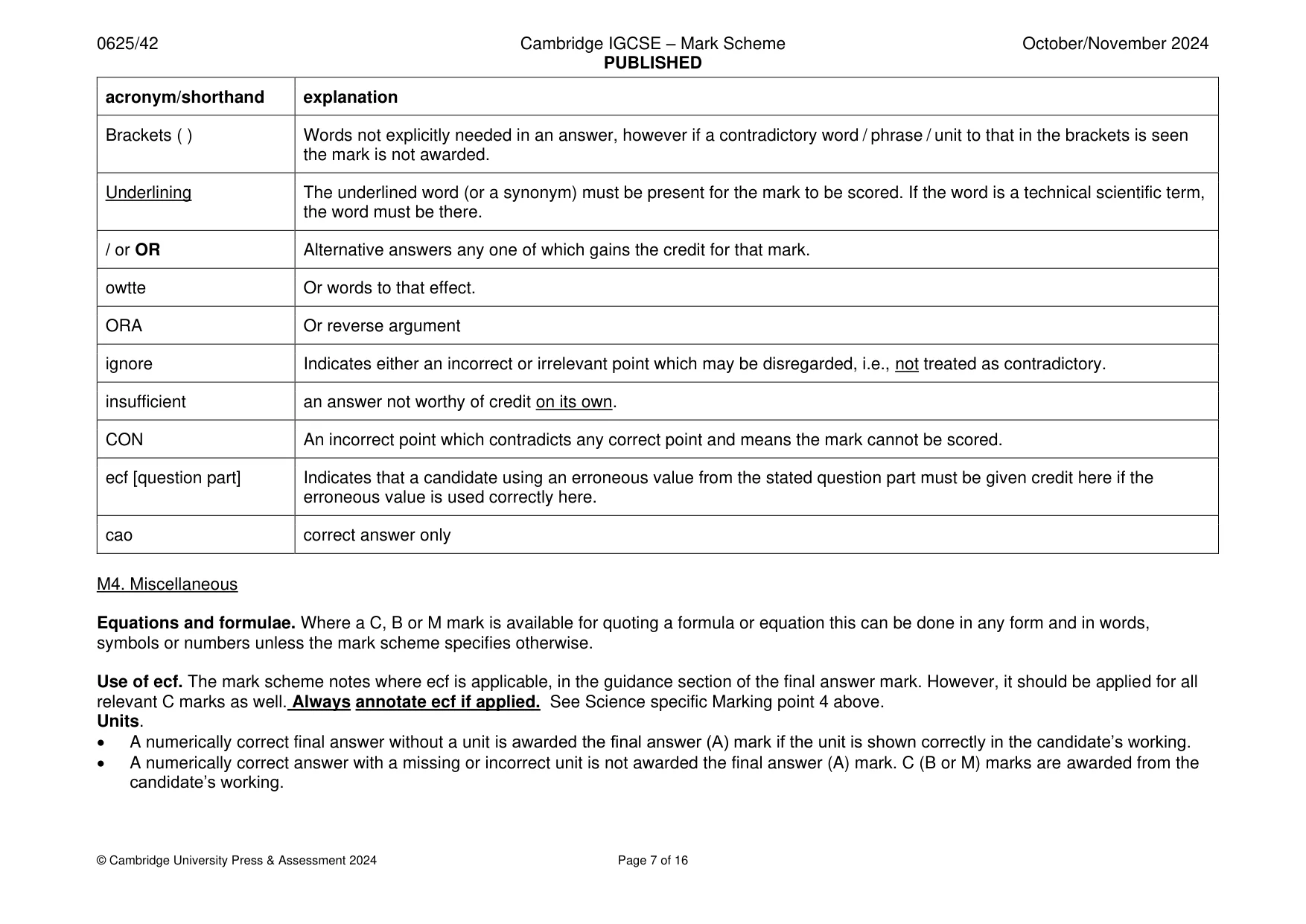 Mark scheme, page 7 of 16