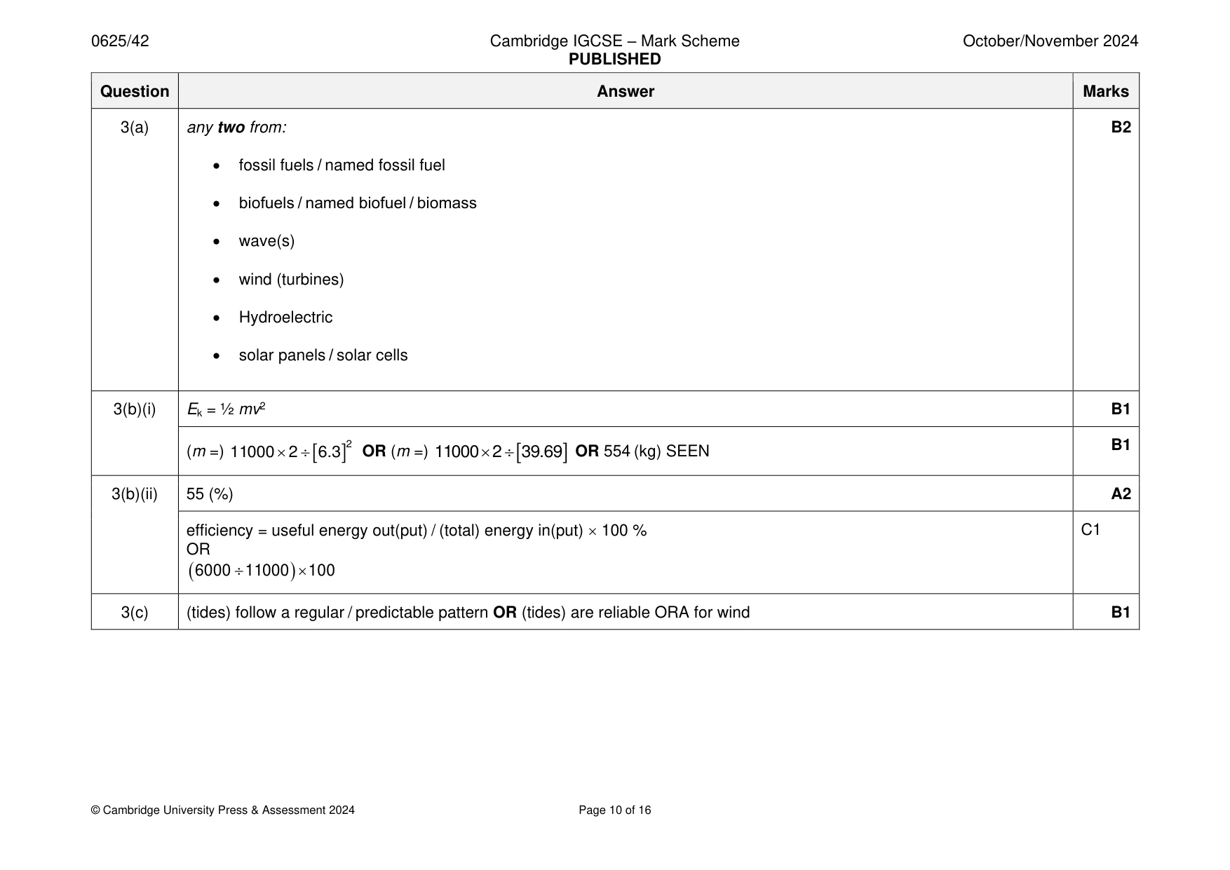 Mark scheme, page 10 of 16