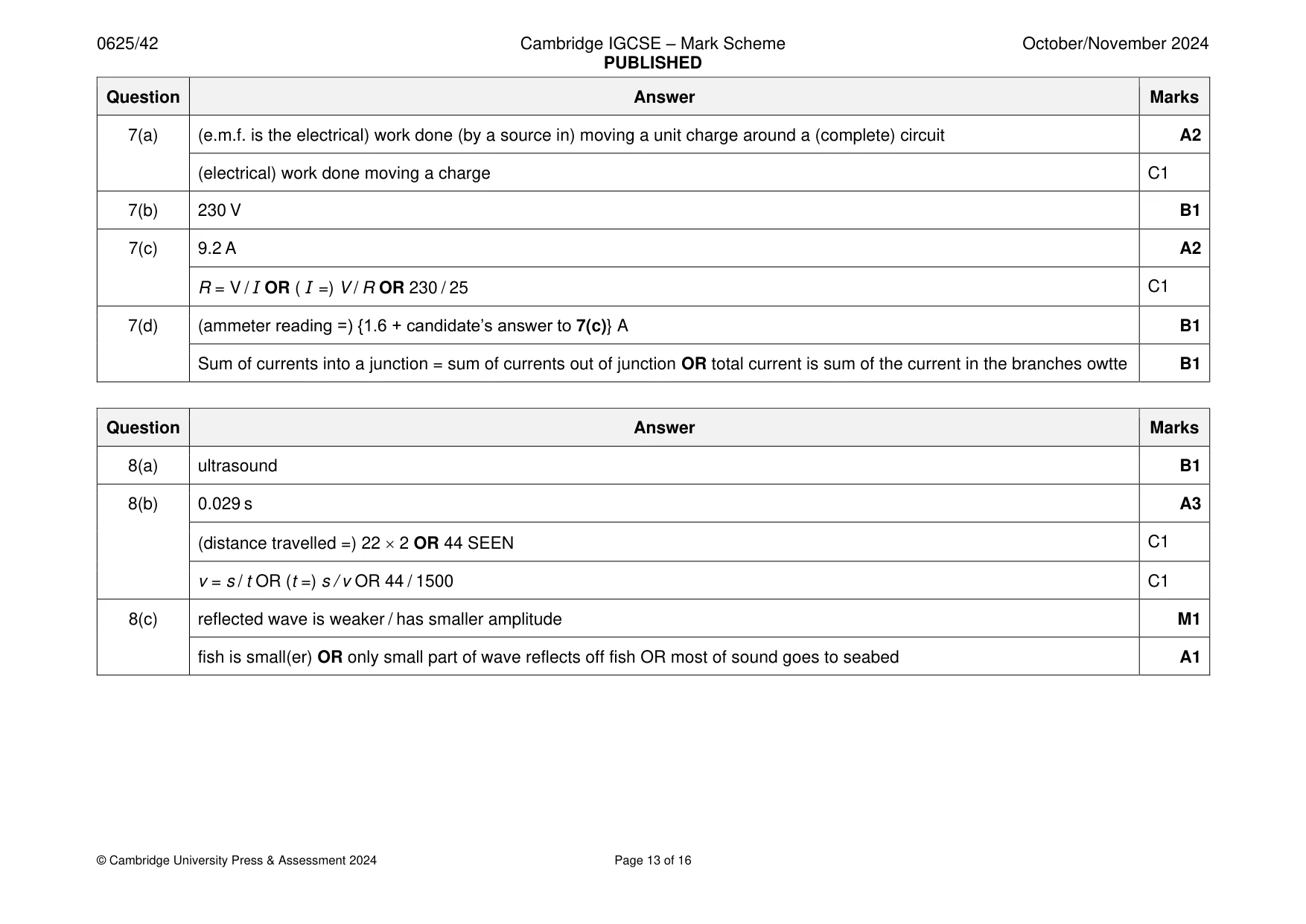 Mark scheme, page 13 of 16