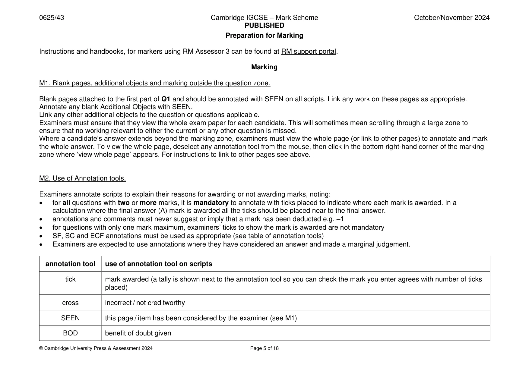 Mark scheme, page 5 of 18