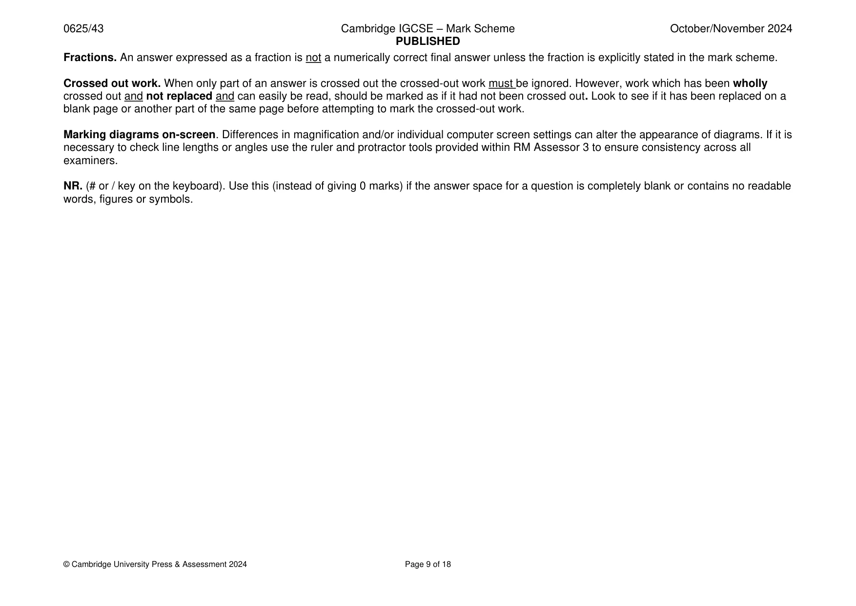 Mark scheme, page 9 of 18