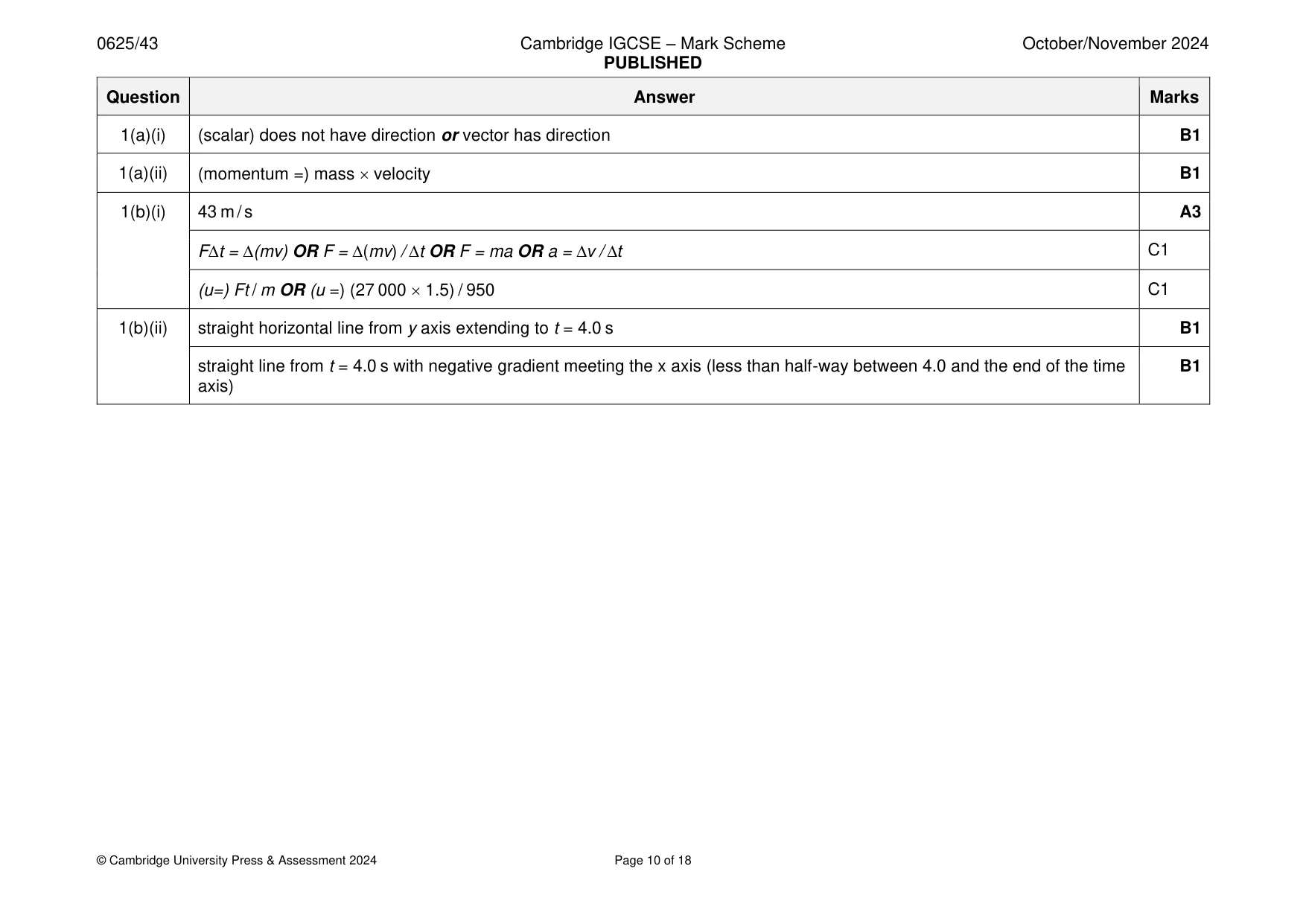 Mark scheme, page 10 of 18