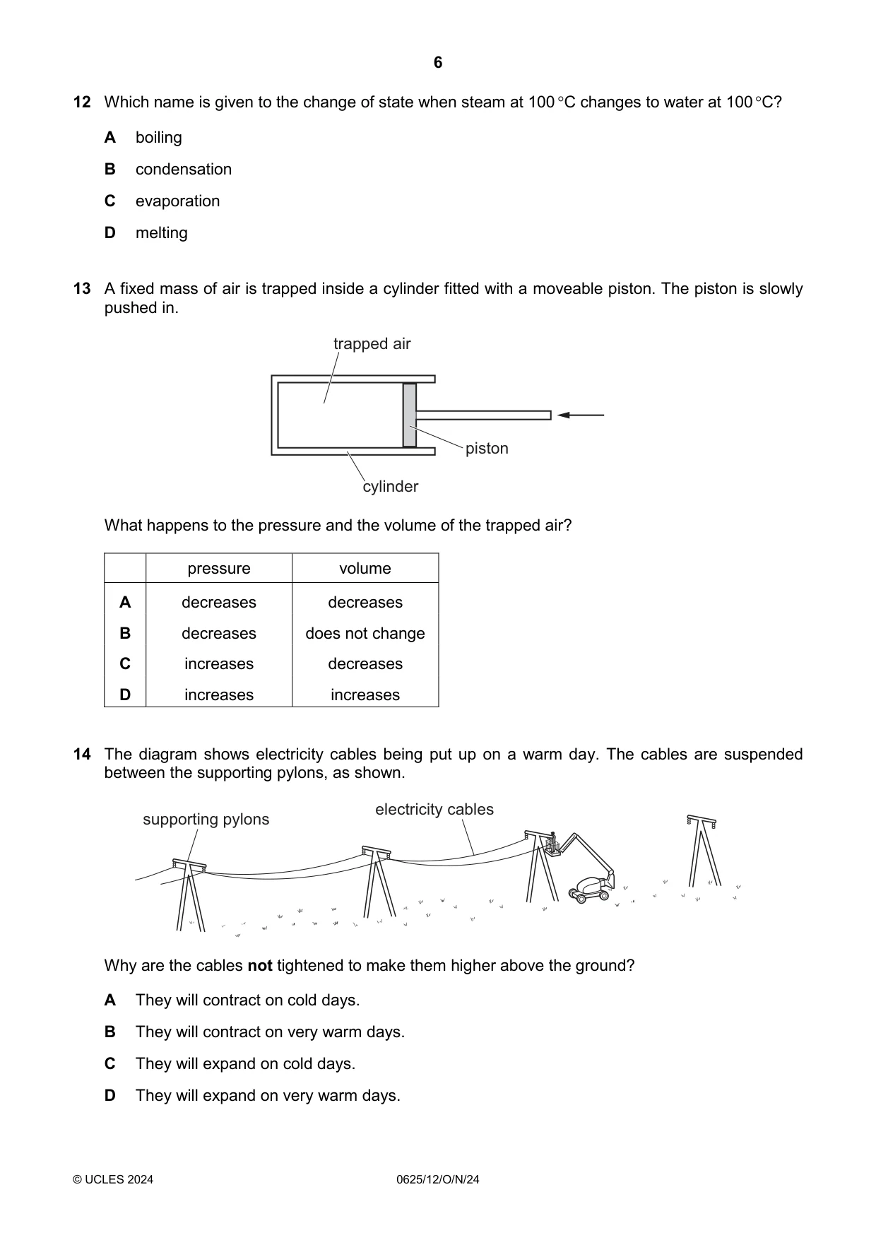 Cambridge IGCSE Physics 0625 2024 Oct/Nov Paper 1 · Variant 2 question paper, page 6 of 16
